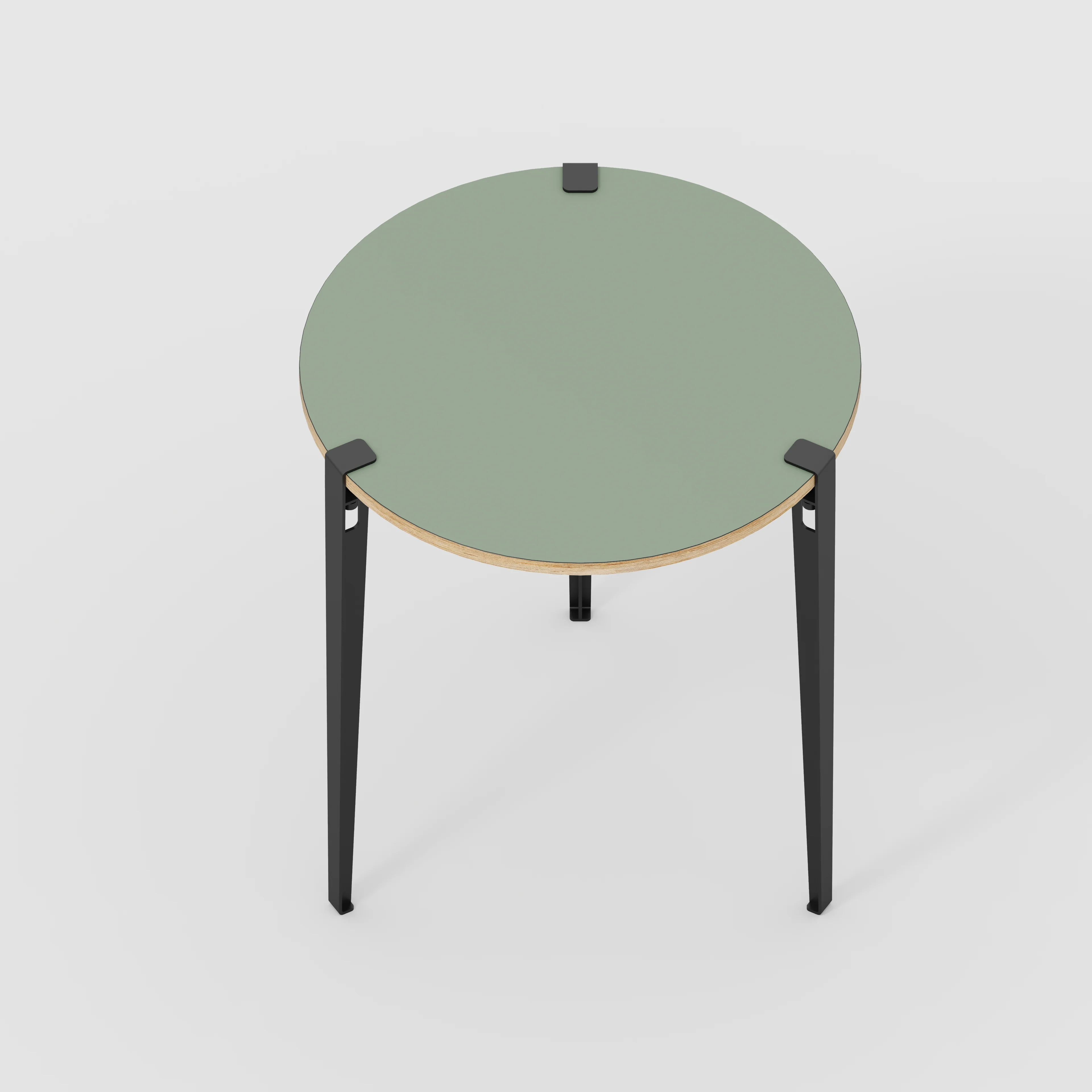 Plywood Round Table with Black Tiptoe Legs - Formica Green Slate - 800(dia) x 900(h) - Image 5