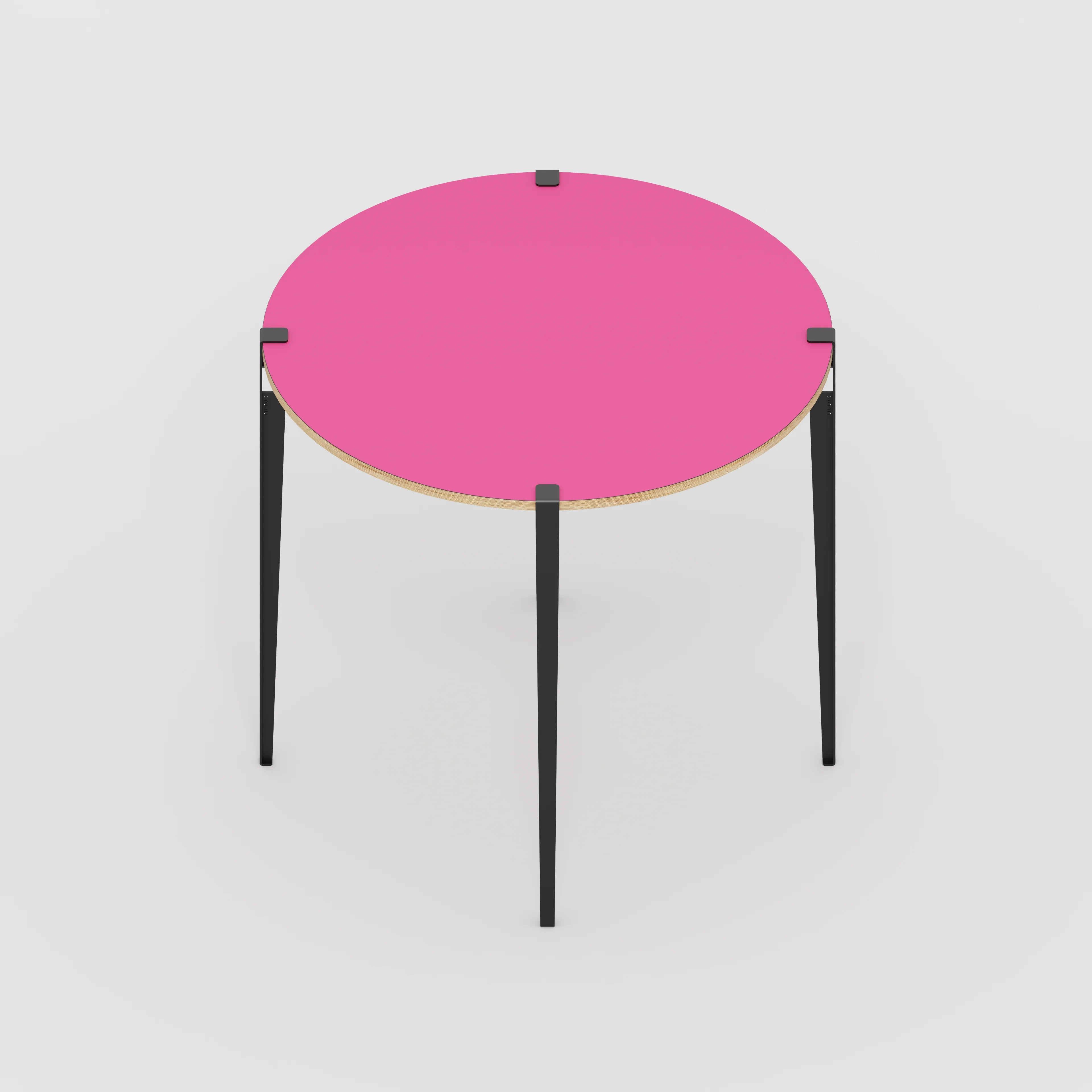 Plywood Round Table with Black Tiptoe Legs - Formica Juicy Pink - 1200(dia) x 1100(h) - Image 5