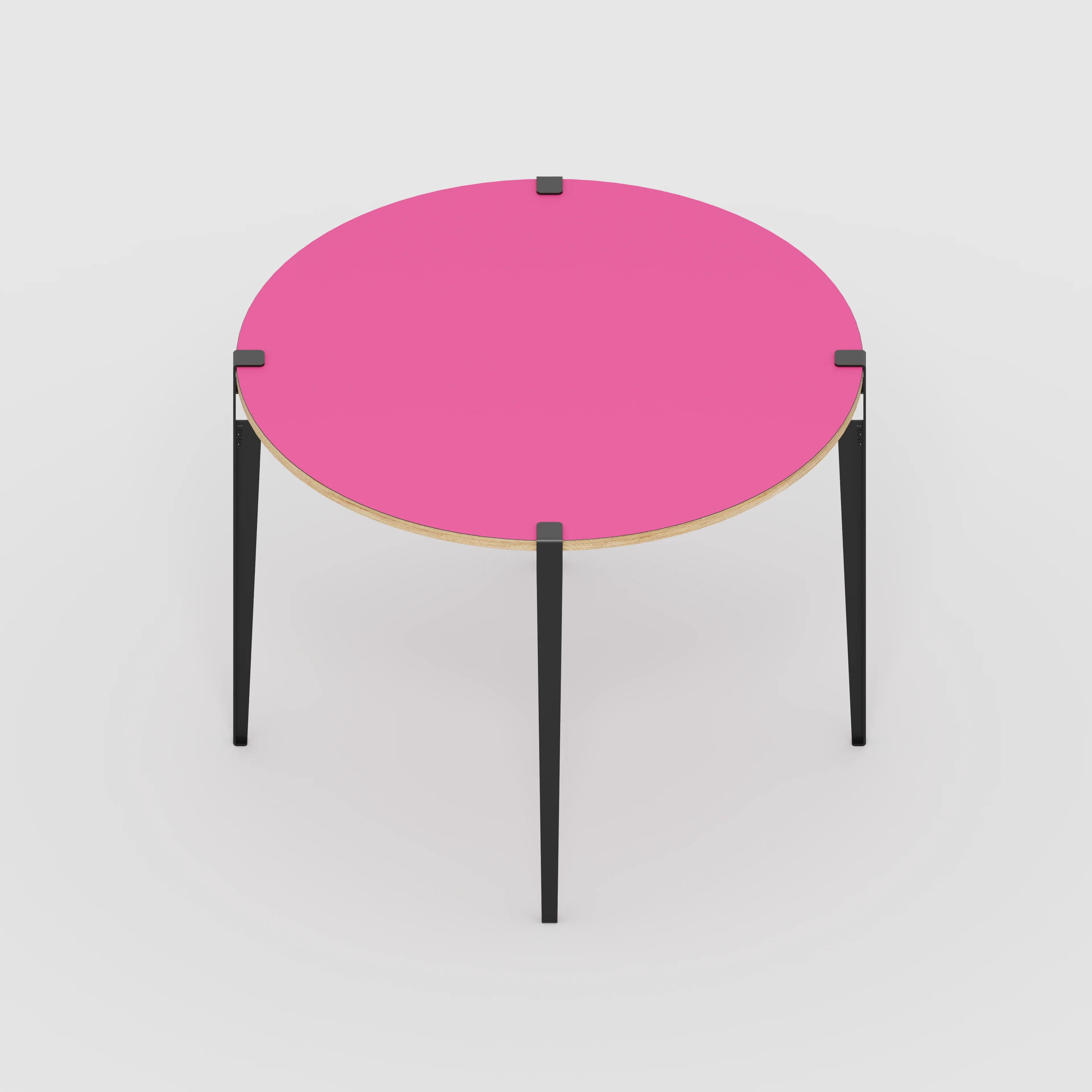 Plywood Round Table with Black Tiptoe Legs - Formica Juicy Pink - 1200(dia) x 900(h) - Image 5