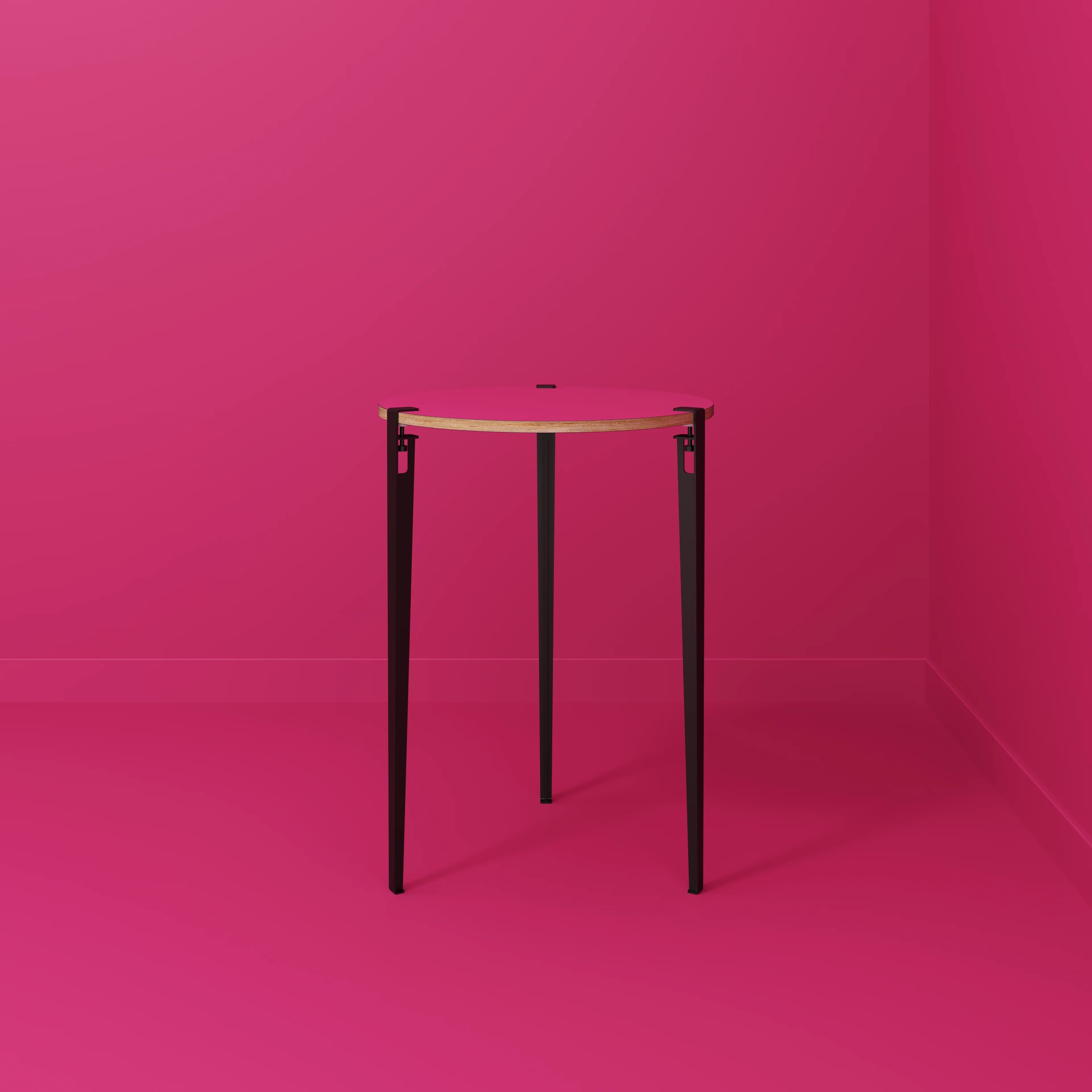 Plywood Round Table with Black Tiptoe Legs - Formica Juicy Pink - 800(dia) x 1100(h) - Image 2