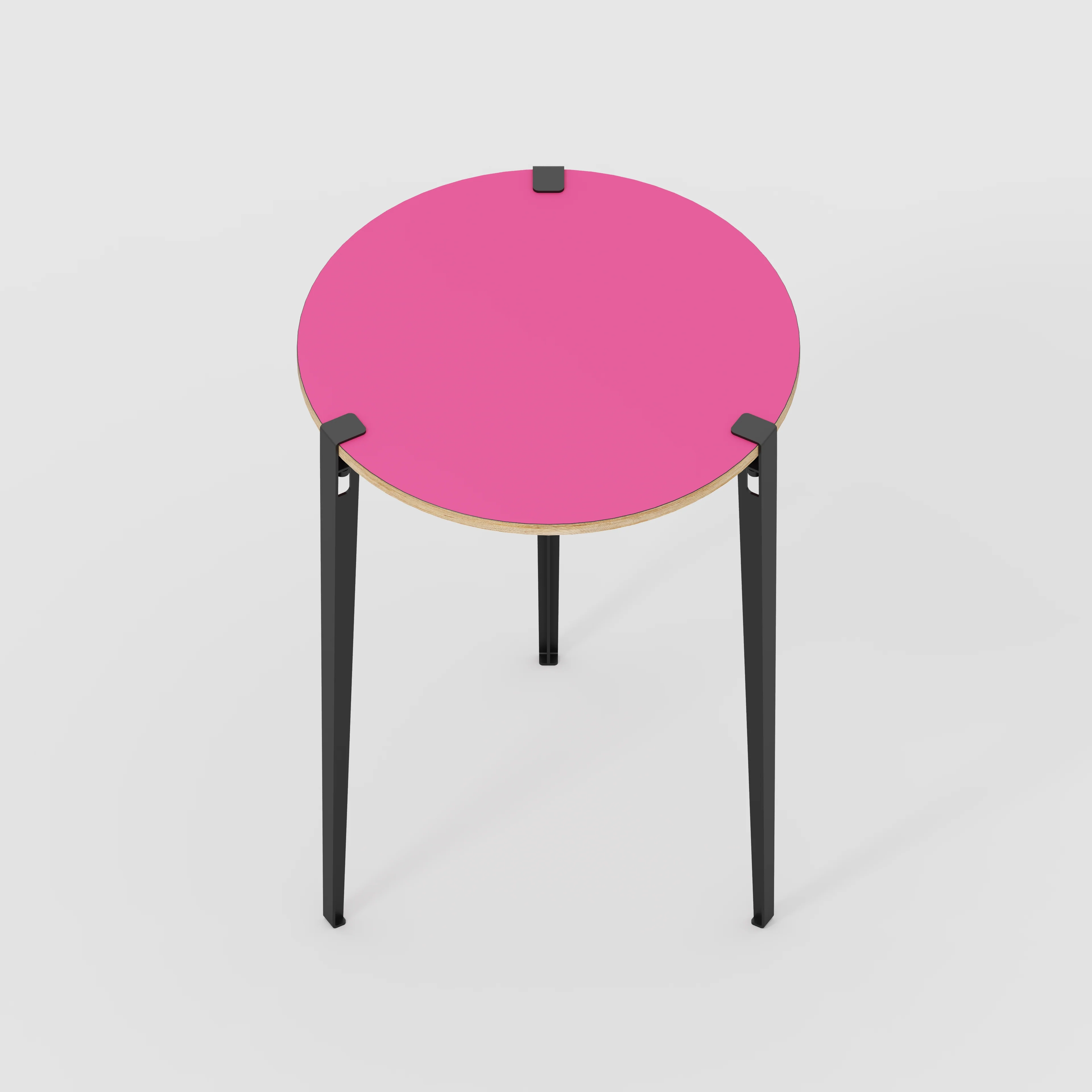 Plywood Round Table with Black Tiptoe Legs - Formica Juicy Pink - 800(dia) x 1100(h) - Image 5