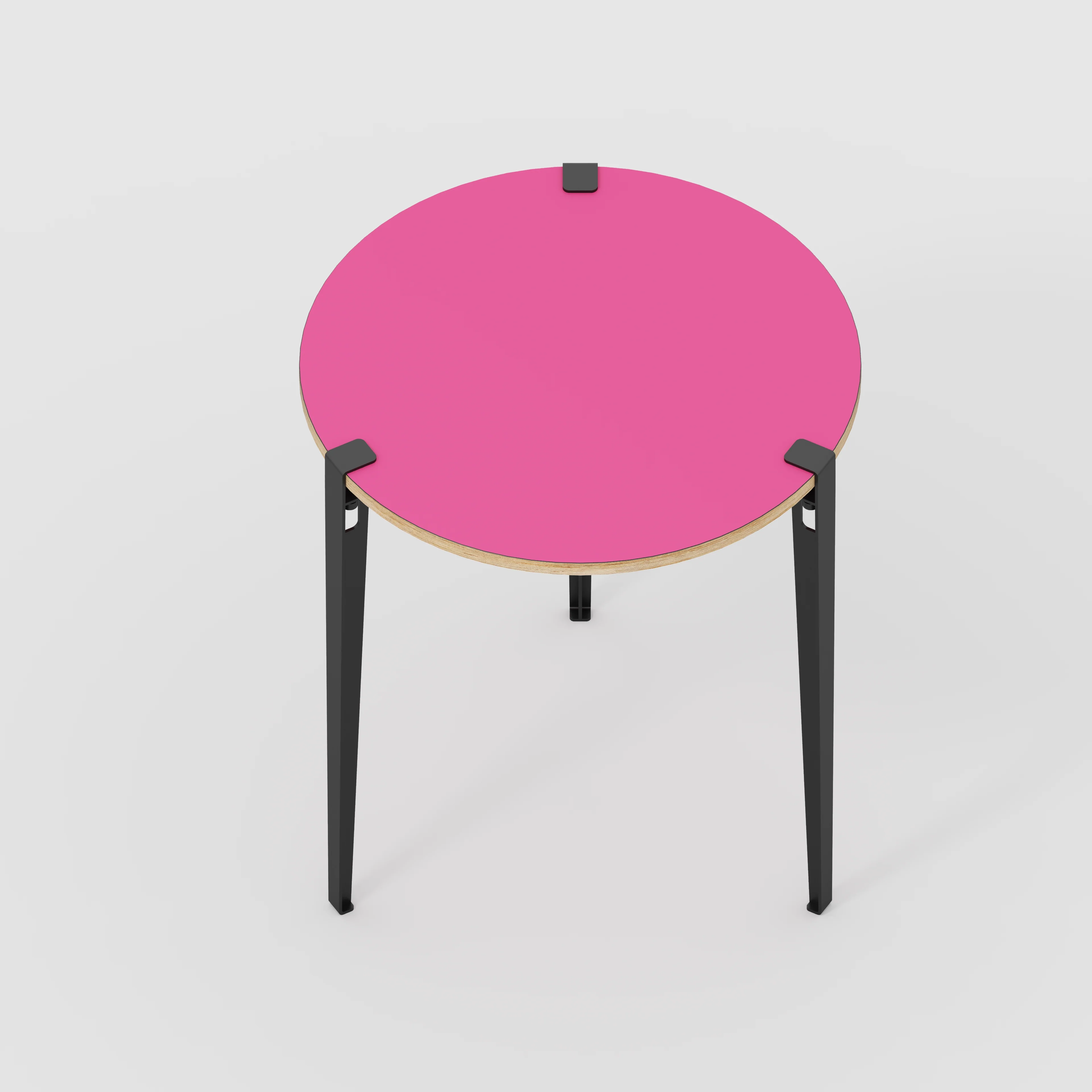 Plywood Round Table with Black Tiptoe Legs - Formica Juicy Pink - 800(dia) x 900(h) - Image 5