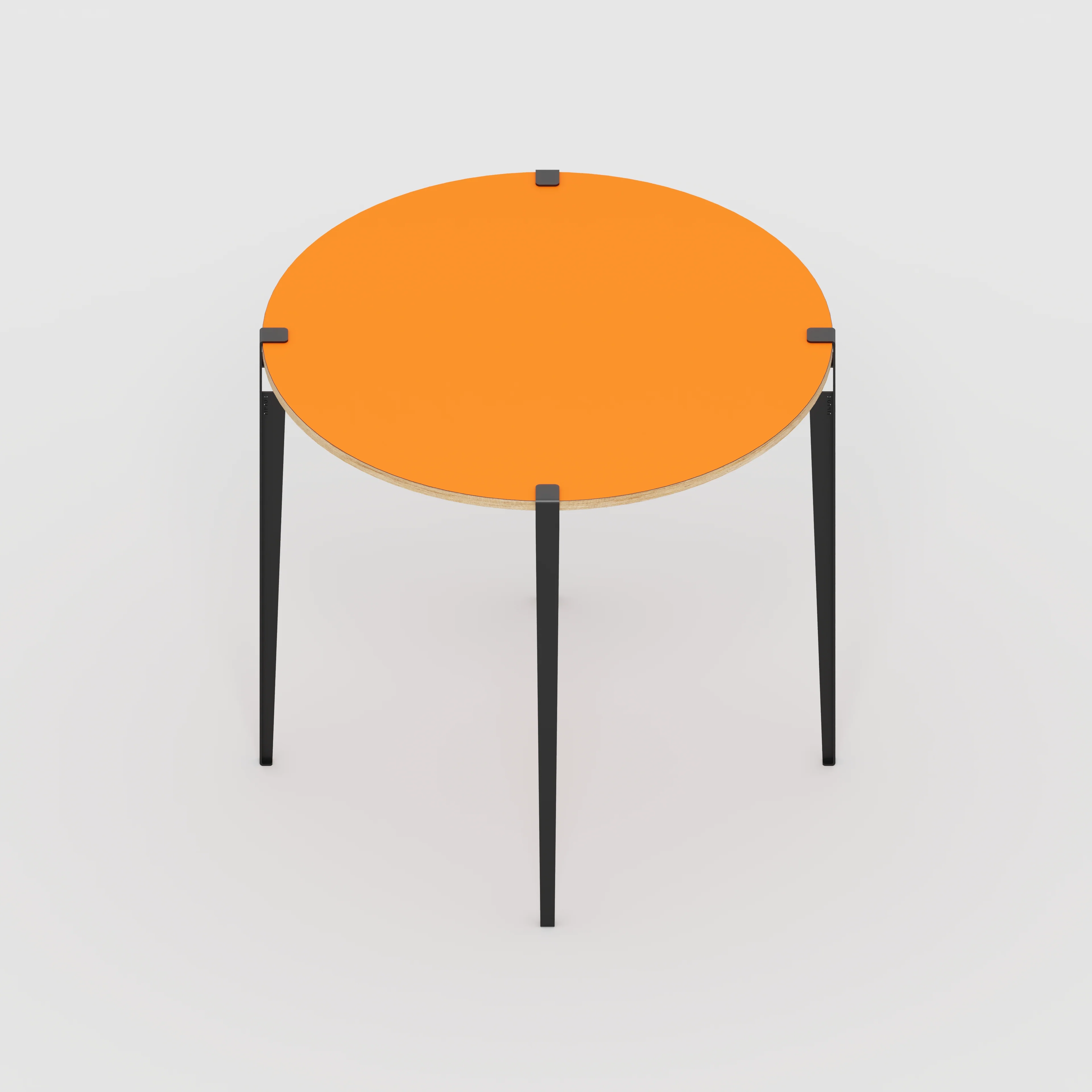 Plywood Round Table with Black Tiptoe Legs - Formica Levante Orange - 1200(dia) x 1100(h) - Image 5