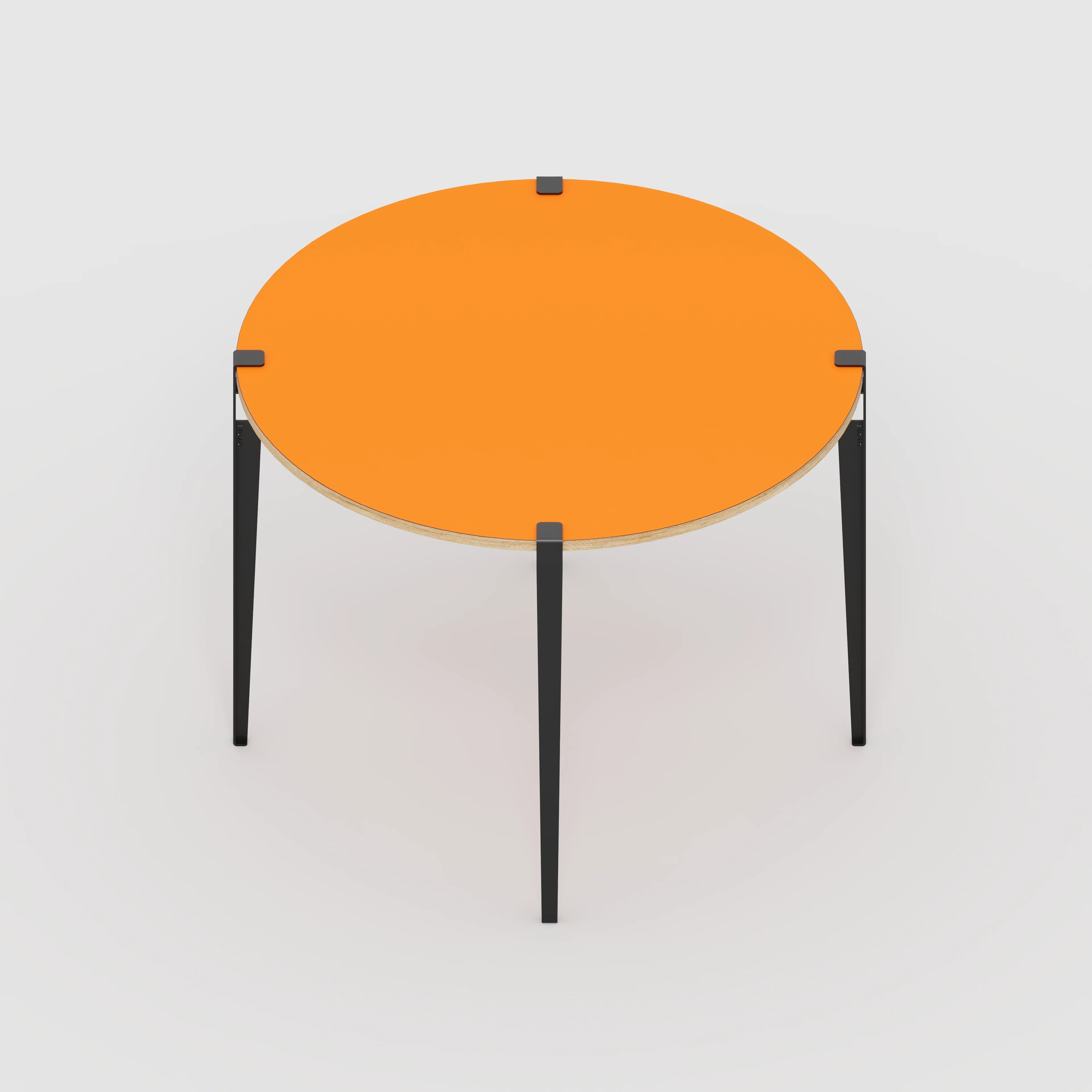 Plywood Round Table with Black Tiptoe Legs - Formica Levante Orange - 1200(dia) x 900(h) - Image 5