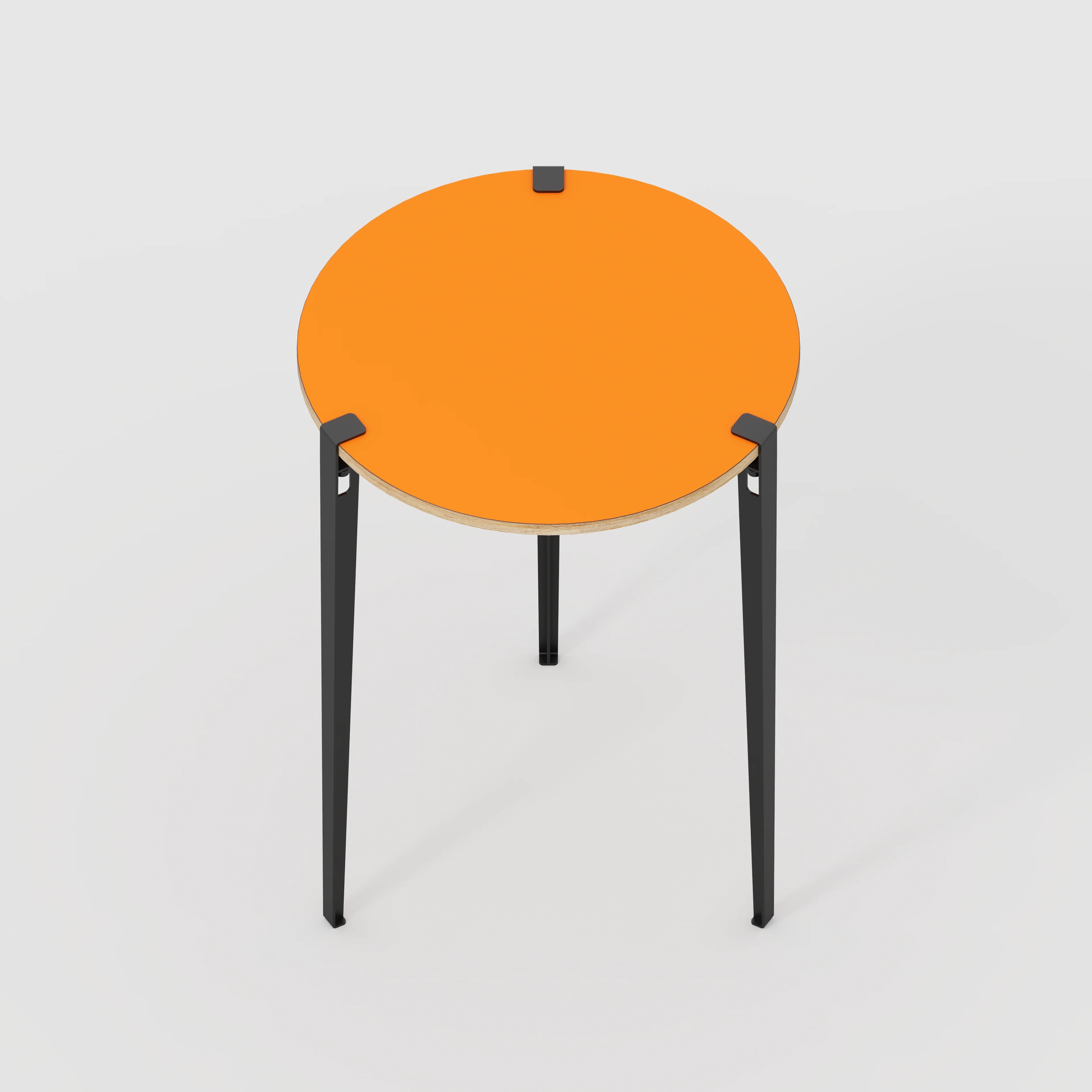Plywood Round Table with Black Tiptoe Legs - Formica Levante Orange - 800(dia) x 1100(h) - Image 5