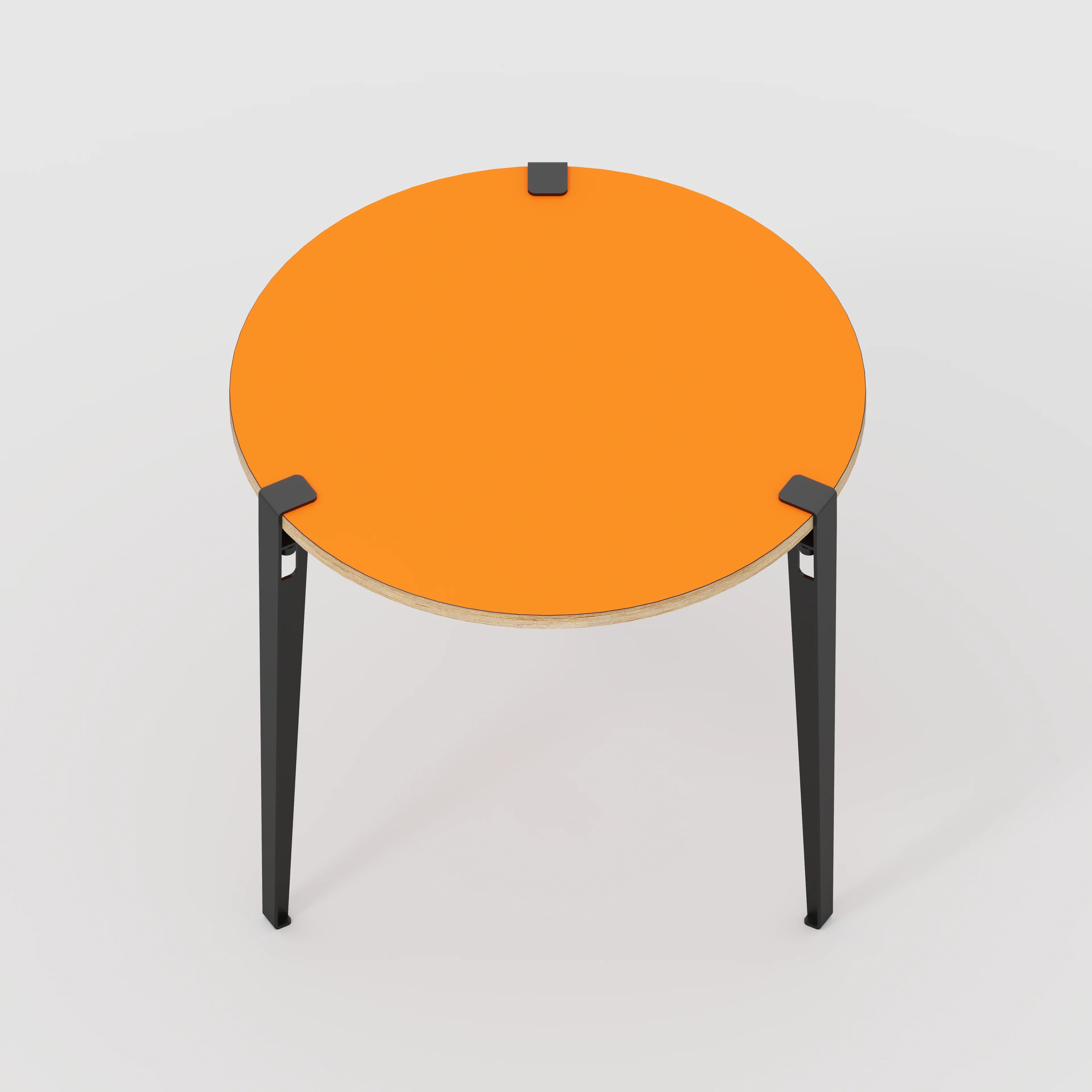 Plywood Round Table with Black Tiptoe Legs - Formica Levante Orange - 800(dia) x 750(h) - Image 5