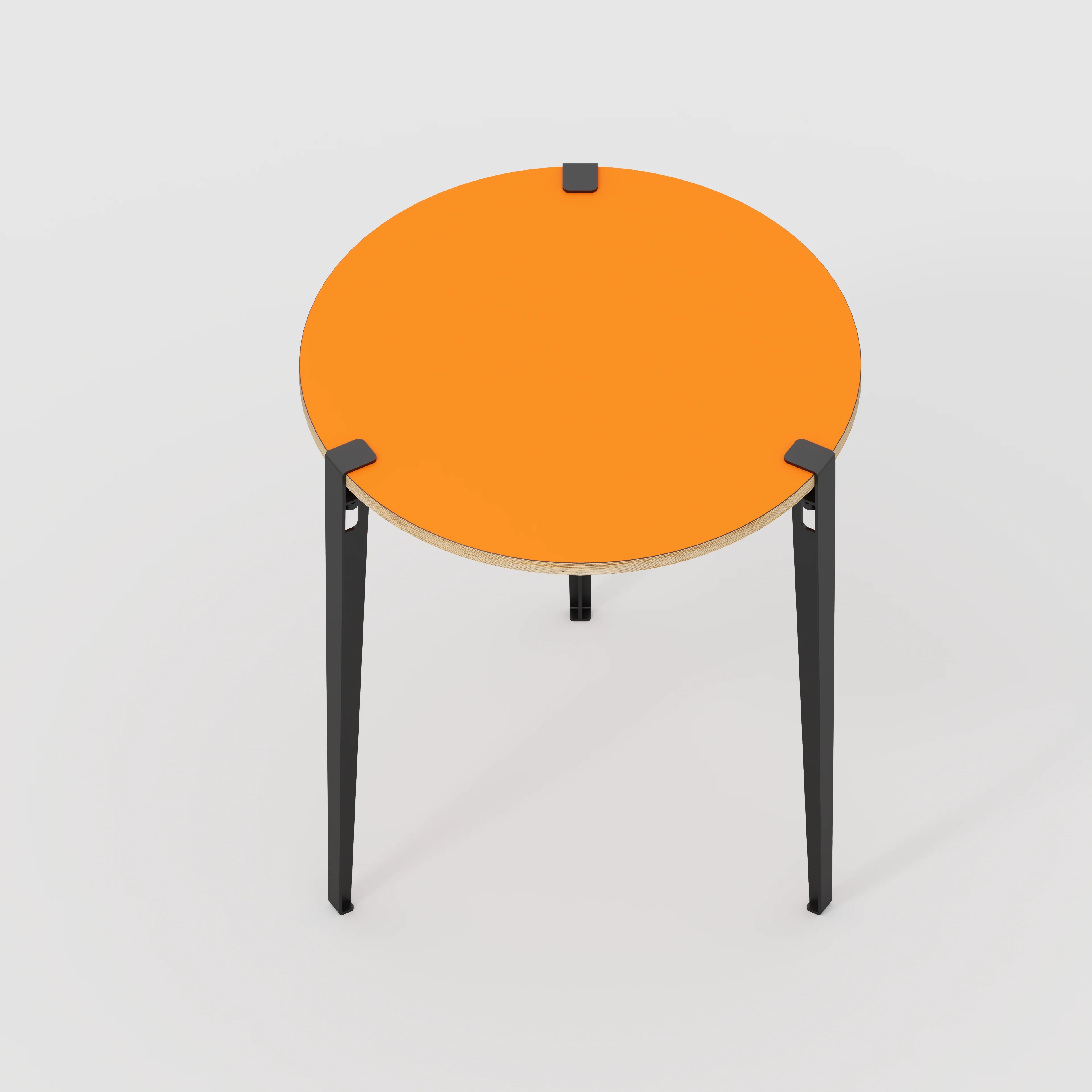 Plywood Round Table with Black Tiptoe Legs - Formica Levante Orange - 800(dia) x 900(h) - Image 5