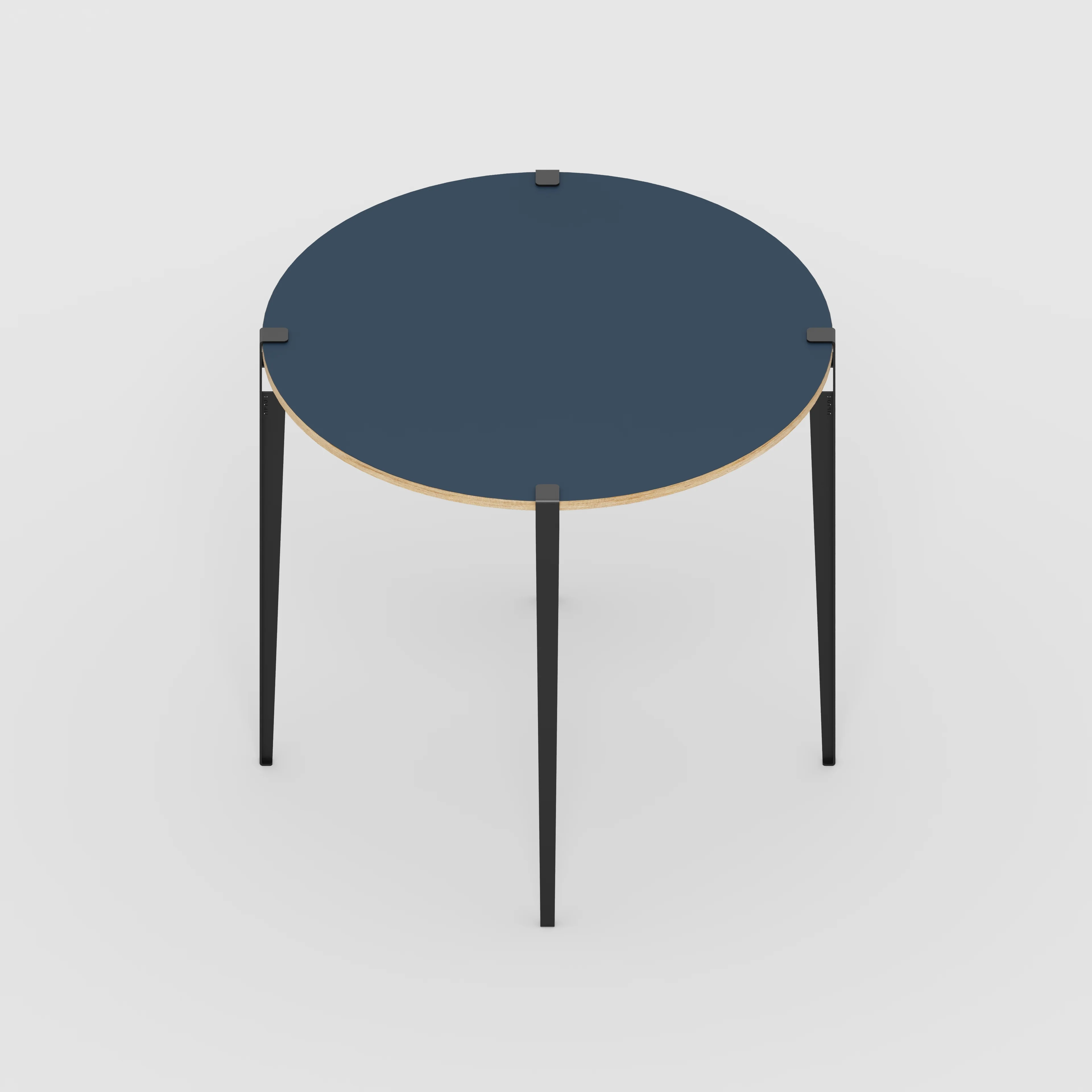 Plywood Round Table with Black Tiptoe Legs - Formica Night Sea Blue - 1200(dia) x 1100(h) - Image 5