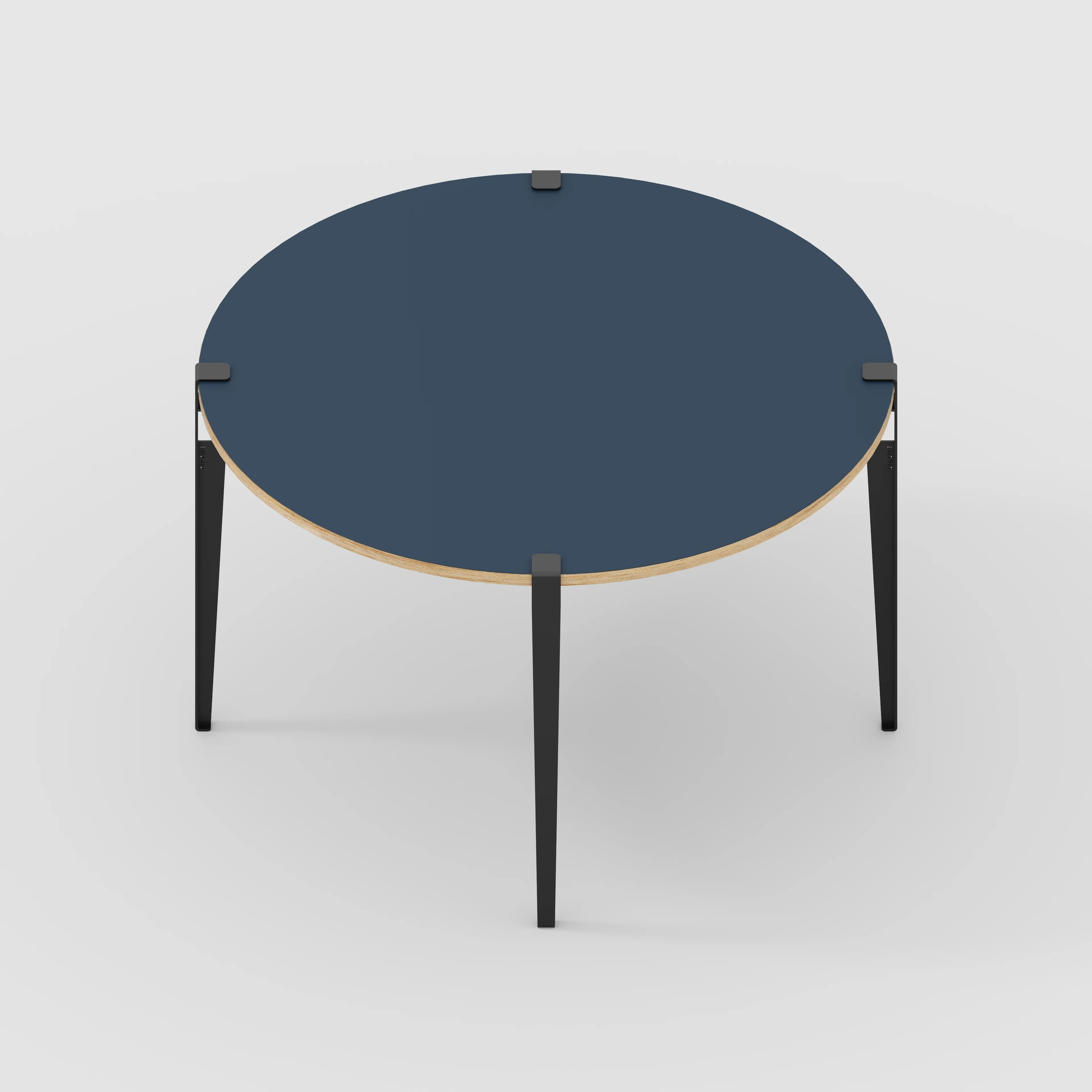 Plywood Round Table with Black Tiptoe Legs - Formica Night Sea Blue - 1200(dia) x 750(h) - Image 5