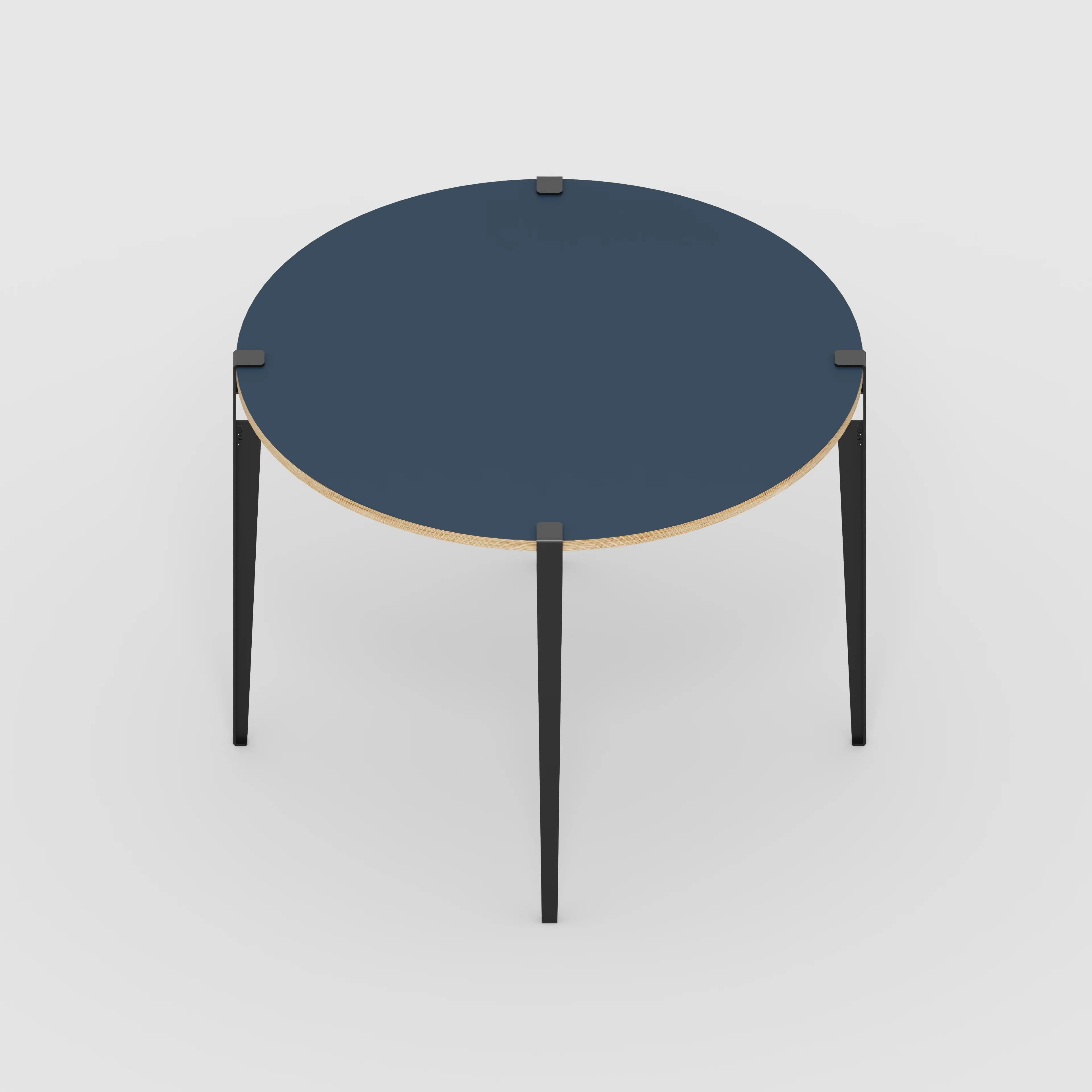 Plywood Round Table with Black Tiptoe Legs - Formica Night Sea Blue - 1200(dia) x 900(h) - Image 5
