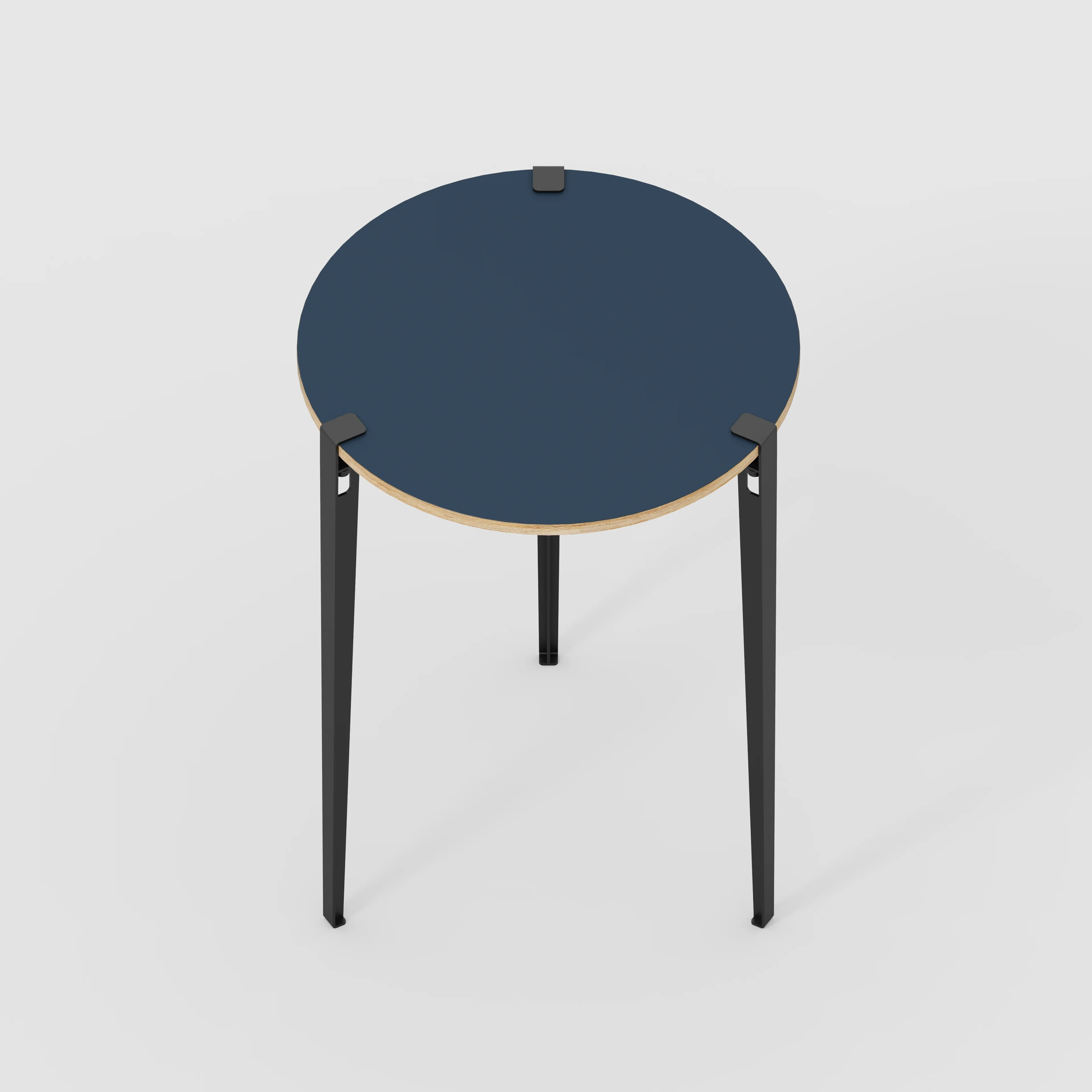 Plywood Round Table with Black Tiptoe Legs - Formica Night Sea Blue - 800(dia) x 1100(h) - Image 5