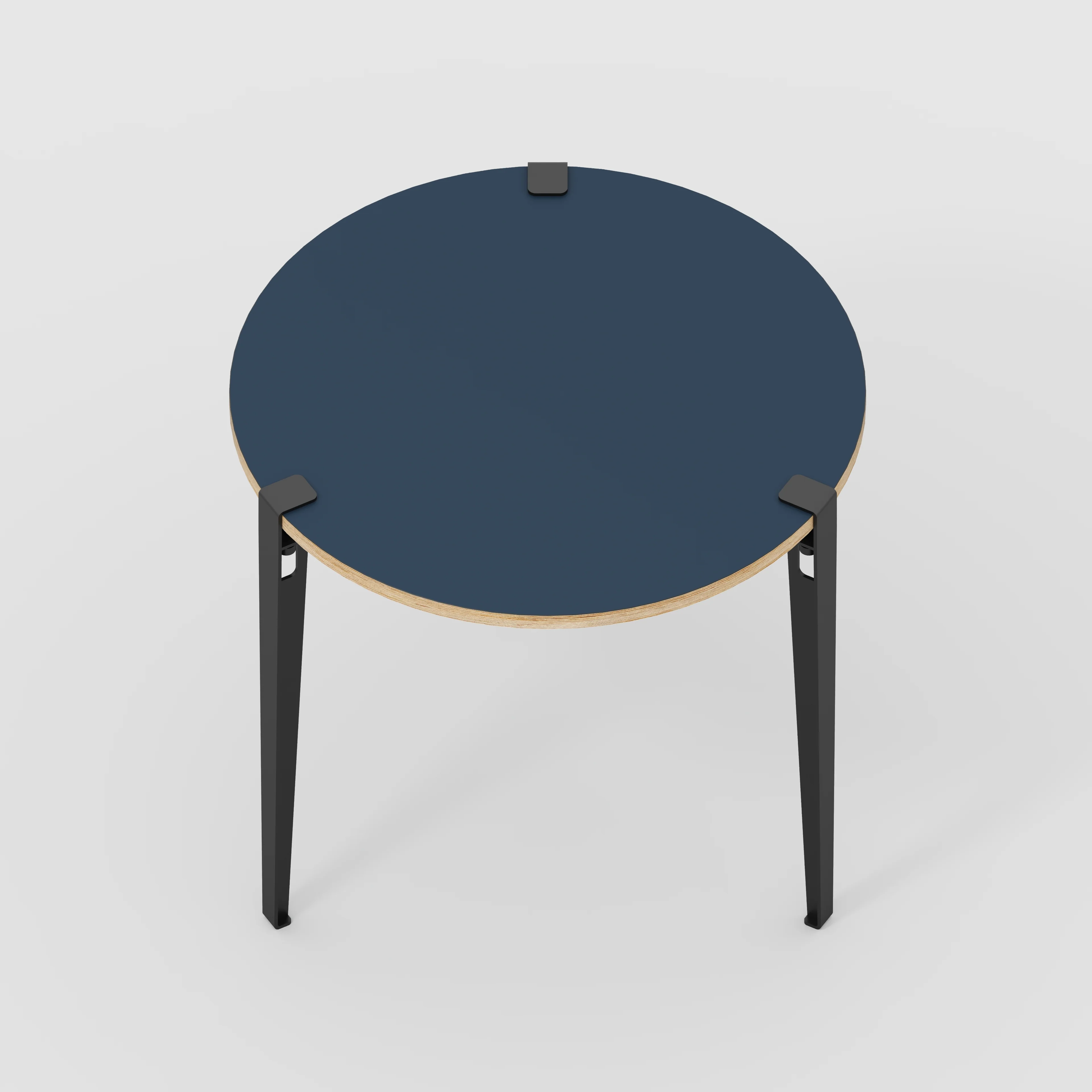 Plywood Round Table with Black Tiptoe Legs - Formica Night Sea Blue - 800(dia) x 750(h) - Image 5