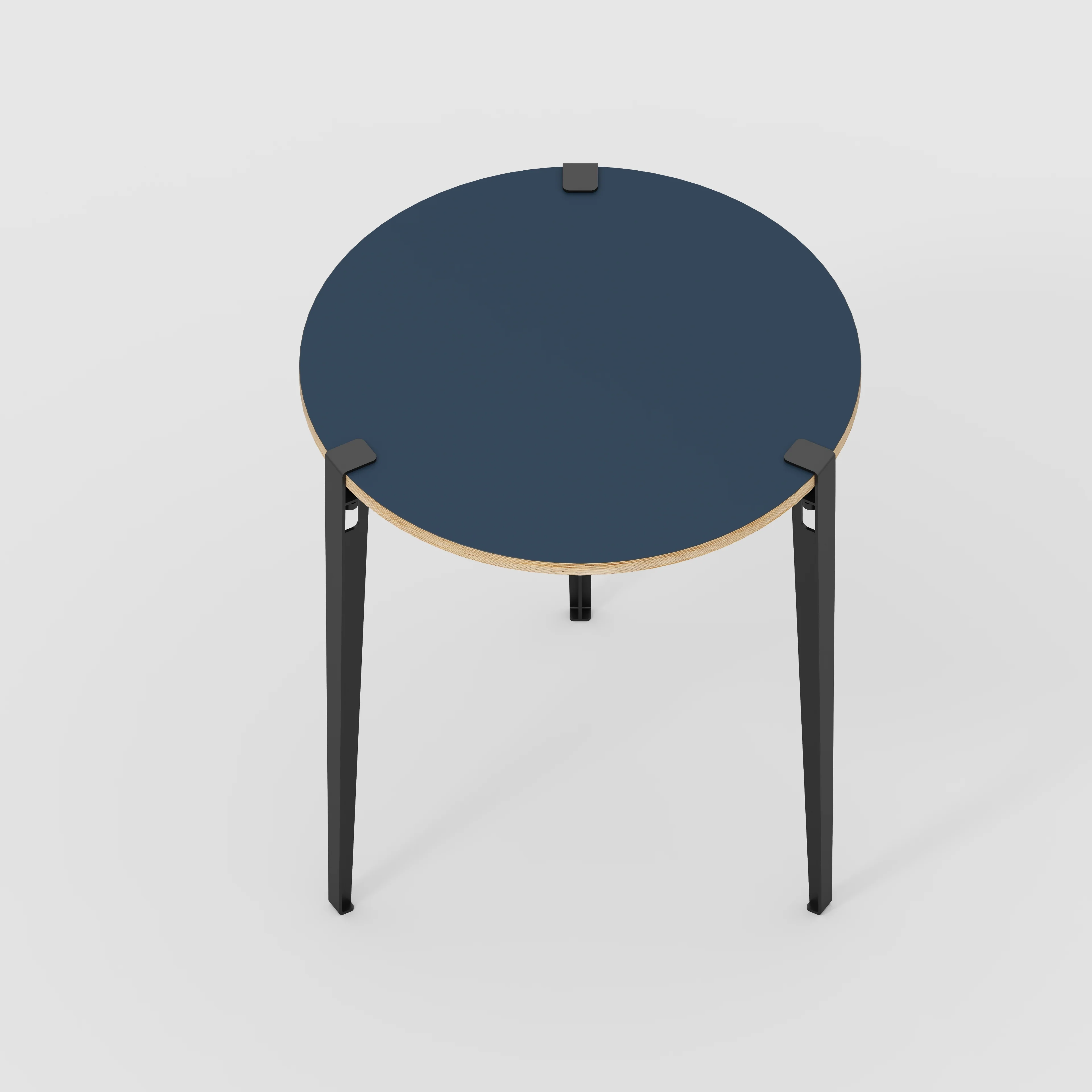 Plywood Round Table with Black Tiptoe Legs - Formica Night Sea Blue - 800(dia) x 900(h) - Image 5