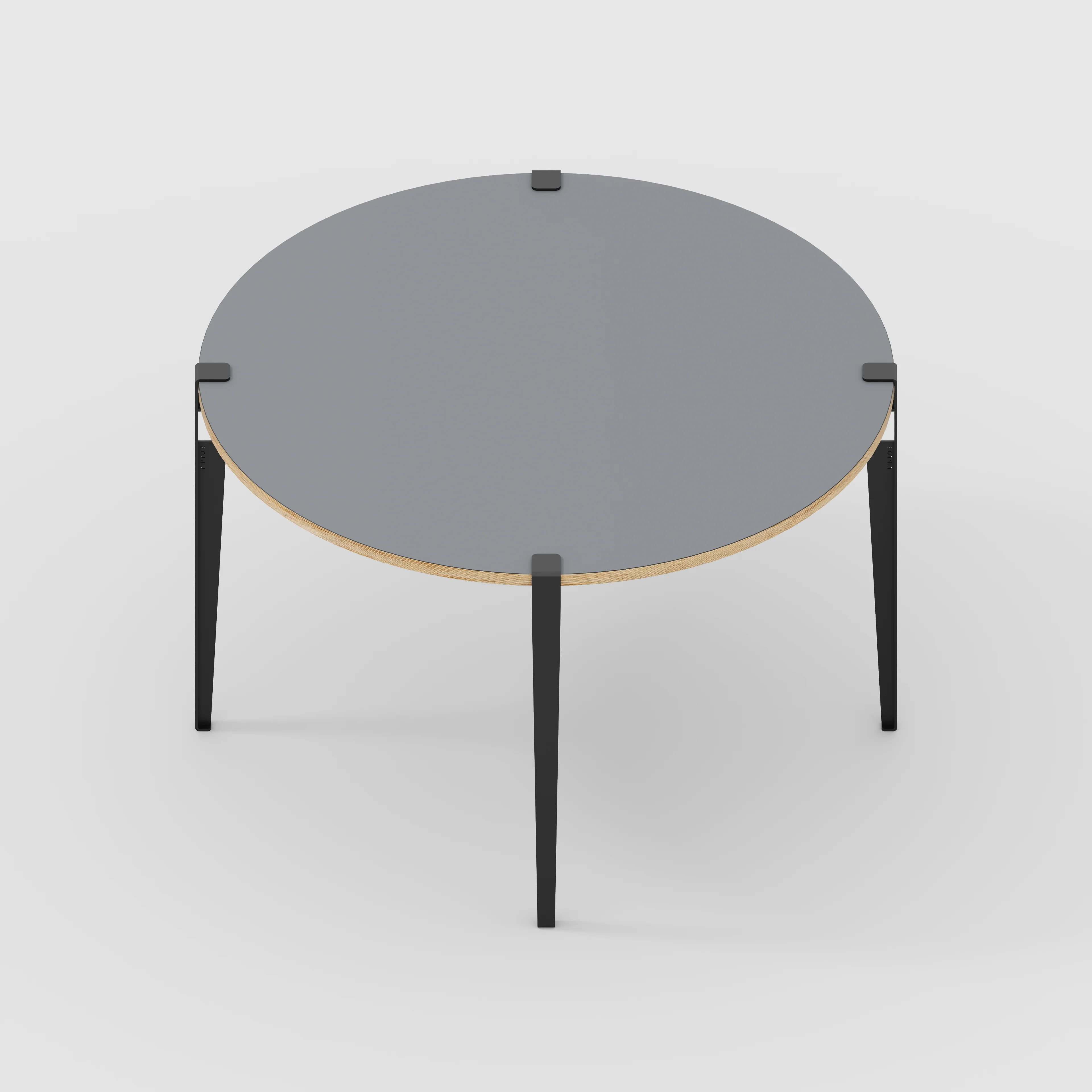 Plywood Round Table with Black Tiptoe Legs - Formica Tornado Grey - 1200(dia) x 750(h) - Image 5