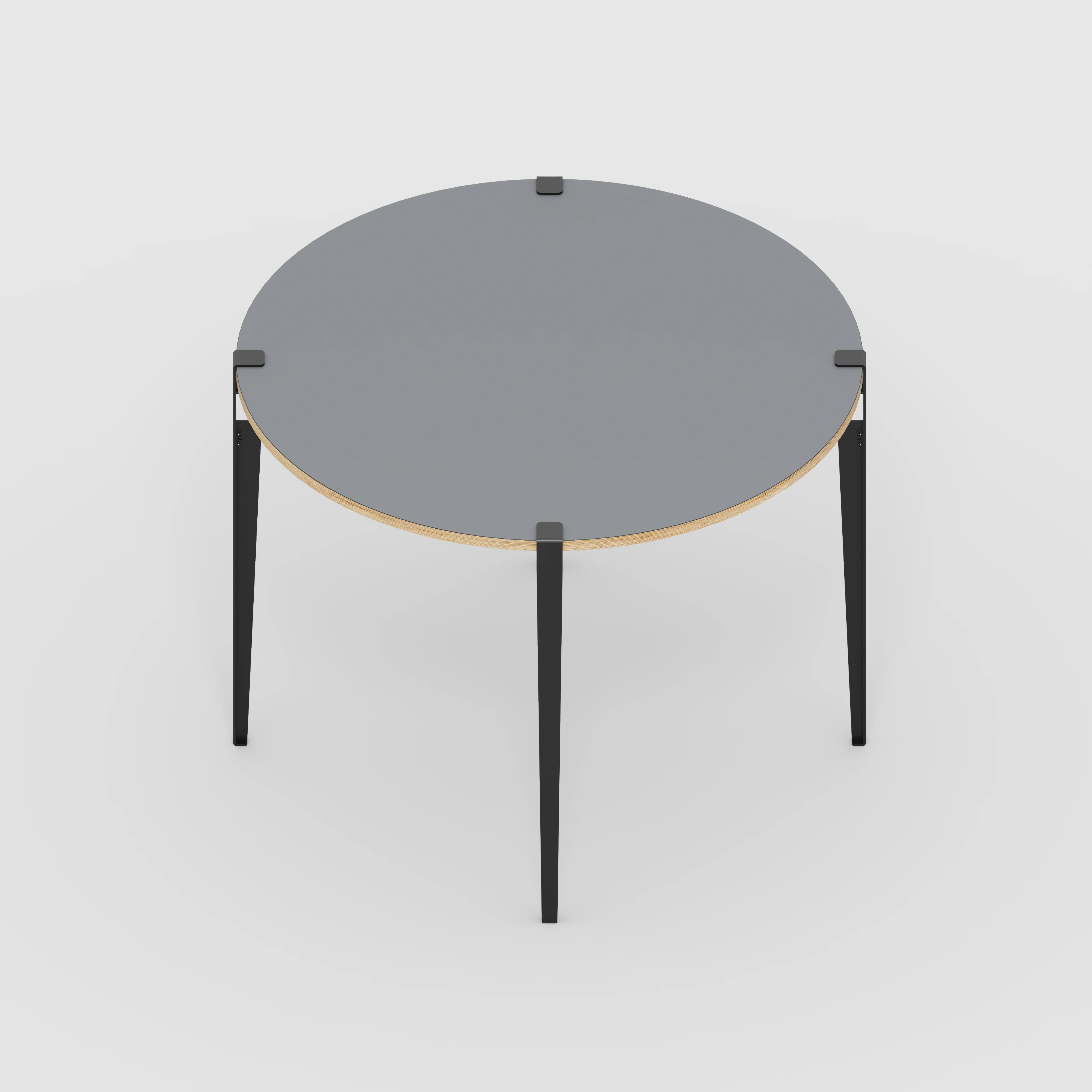Plywood Round Table with Black Tiptoe Legs - Formica Tornado Grey - 1200(dia) x 900(h) - Image 5