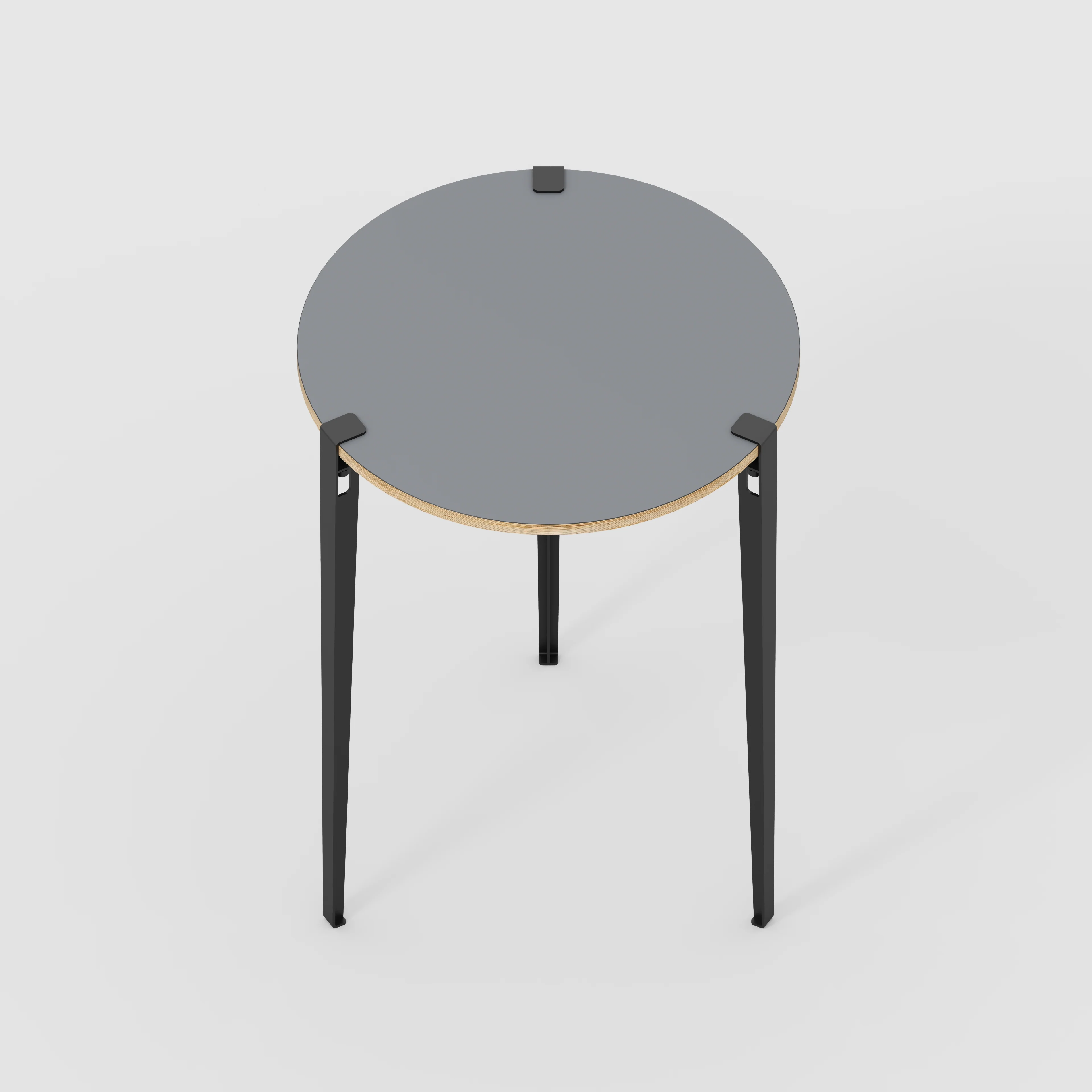 Plywood Round Table with Black Tiptoe Legs - Formica Tornado Grey - 800(dia) x 1100(h) - Image 5