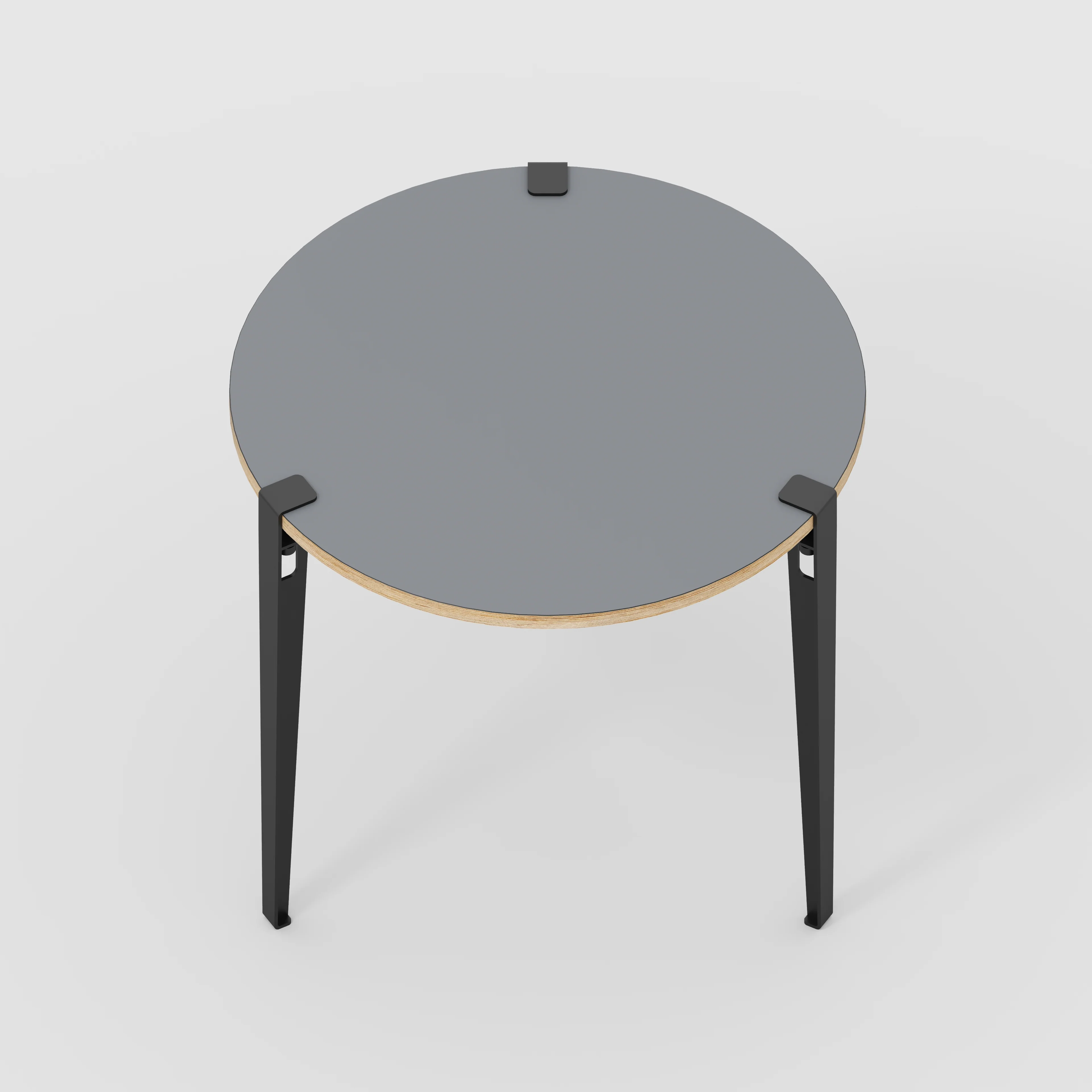 Plywood Round Table with Black Tiptoe Legs - Formica Tornado Grey - 800(dia) x 750(h) - Image 5