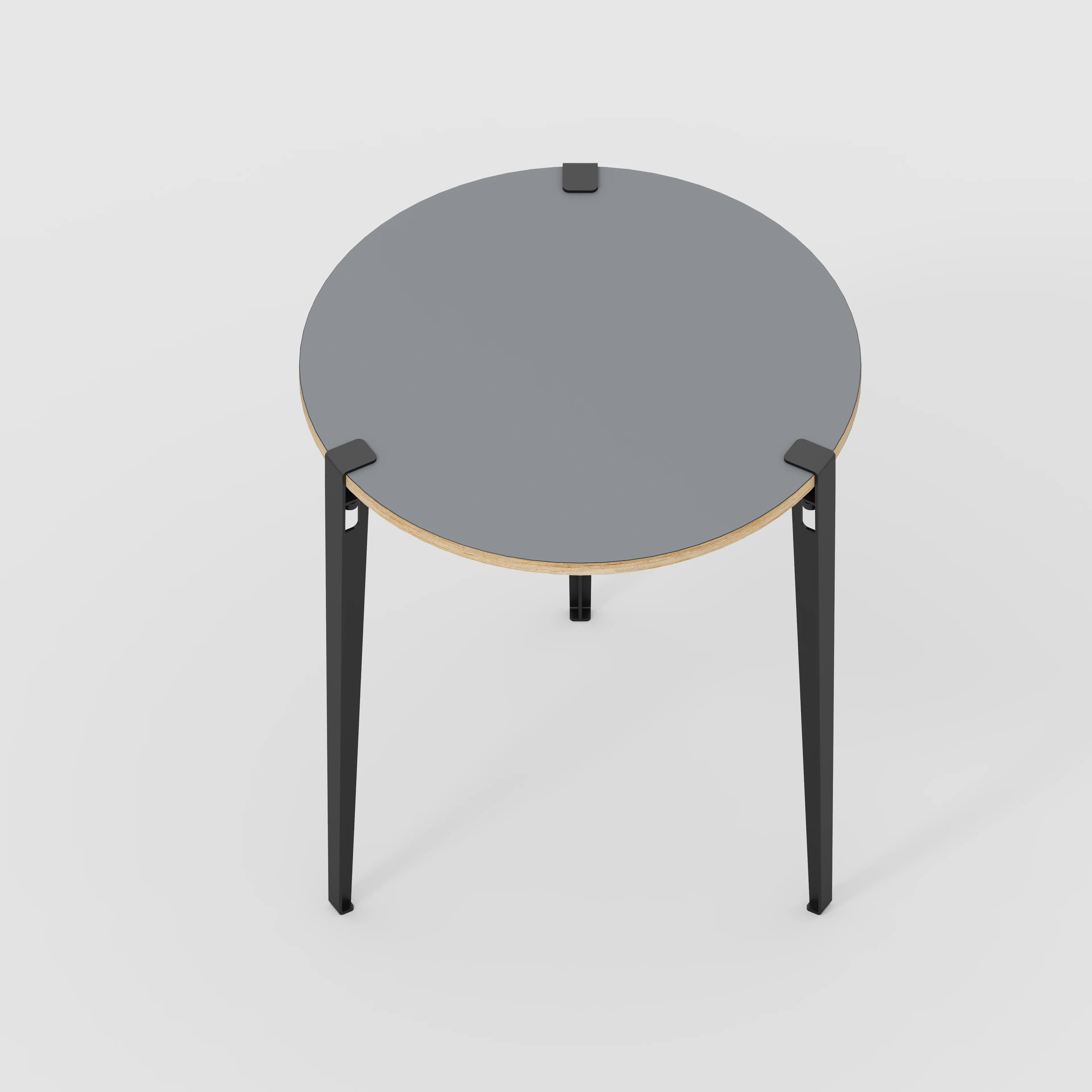 Plywood Round Table with Black Tiptoe Legs - Formica Tornado Grey - 800(dia) x 900(h) - Image 5