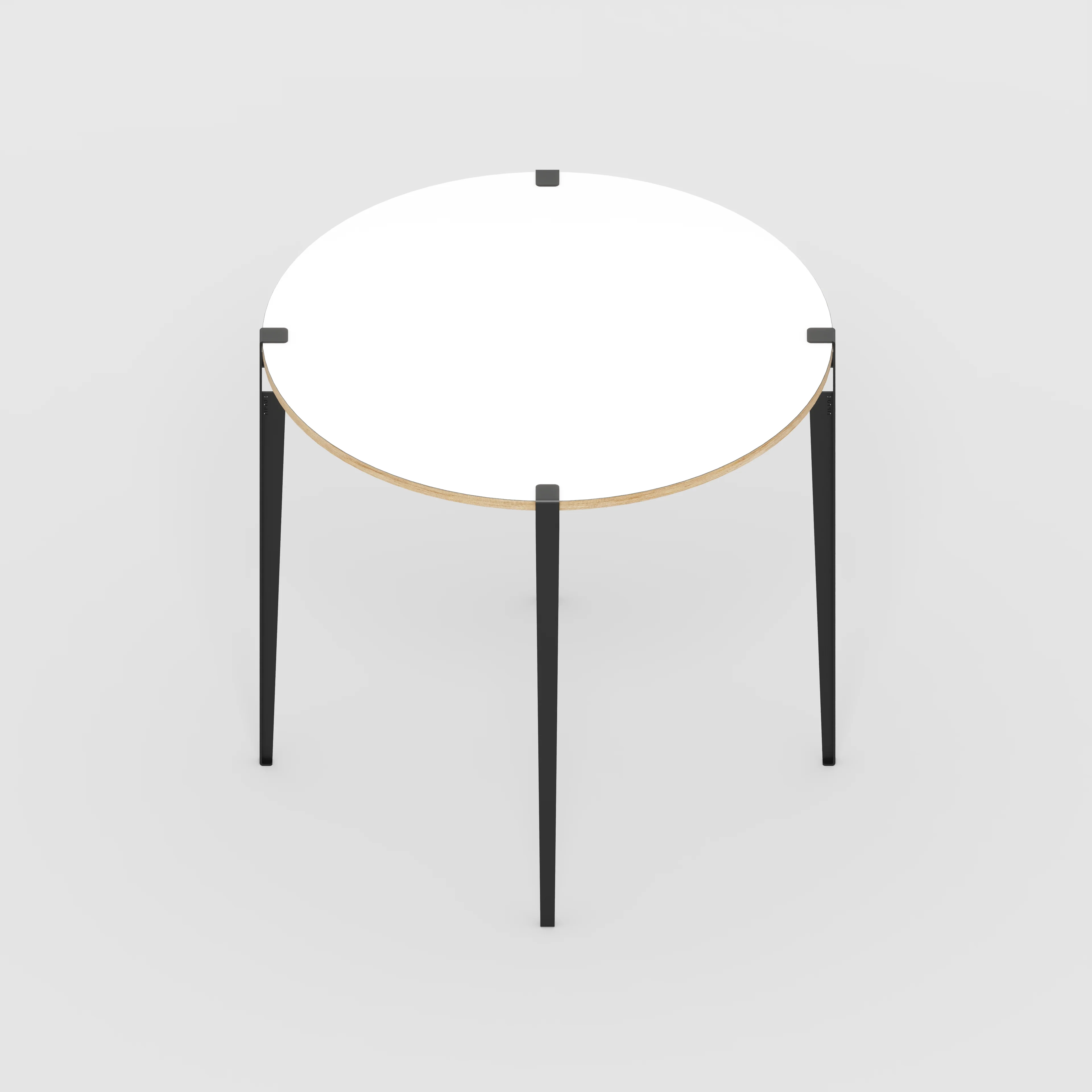 Plywood Round Table with Black Tiptoe Legs - Formica White - 1200(dia) x 1100(h) - Image 5