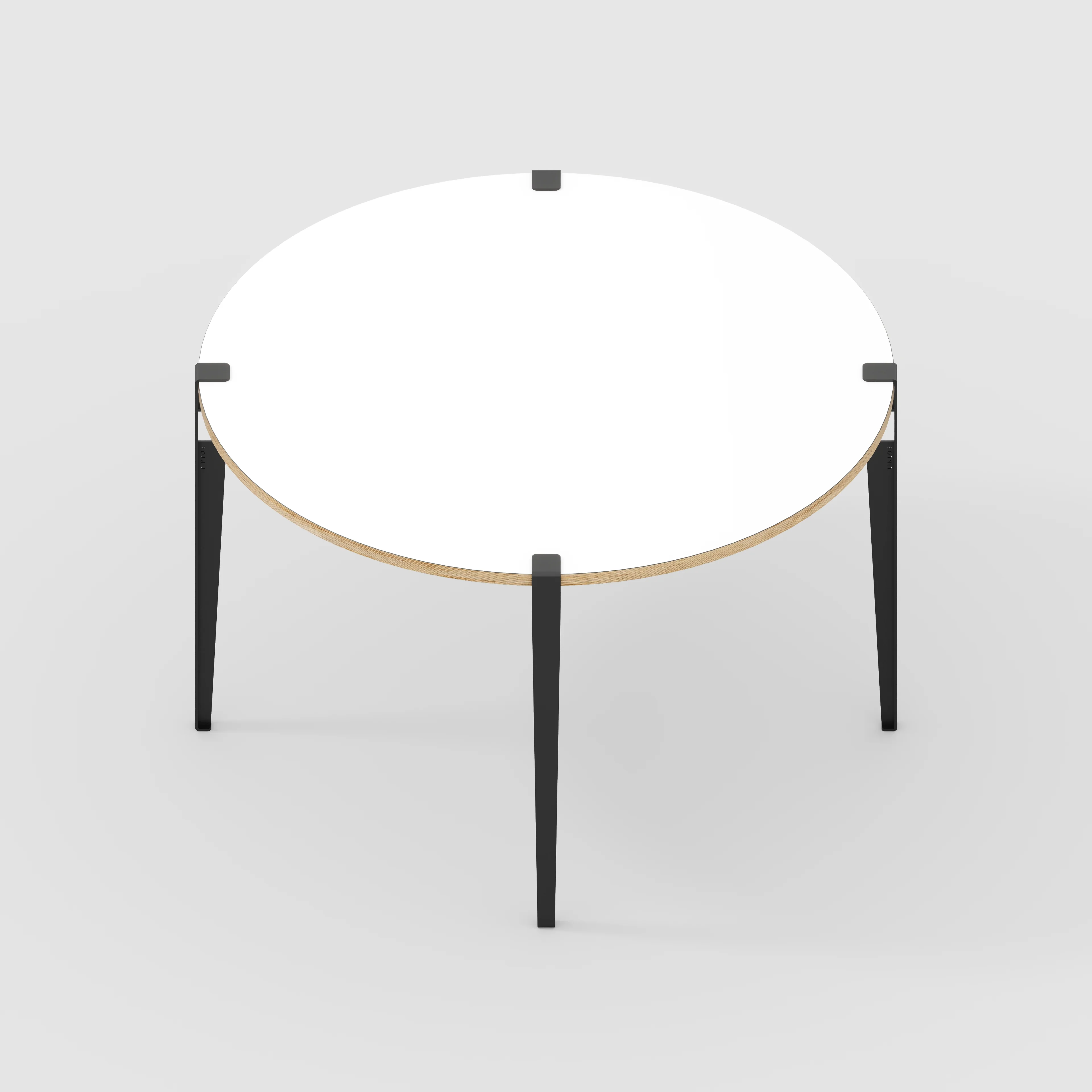 Plywood Round Table with Black Tiptoe Legs - Formica White - 1200(dia) x 750(h) - Image 5