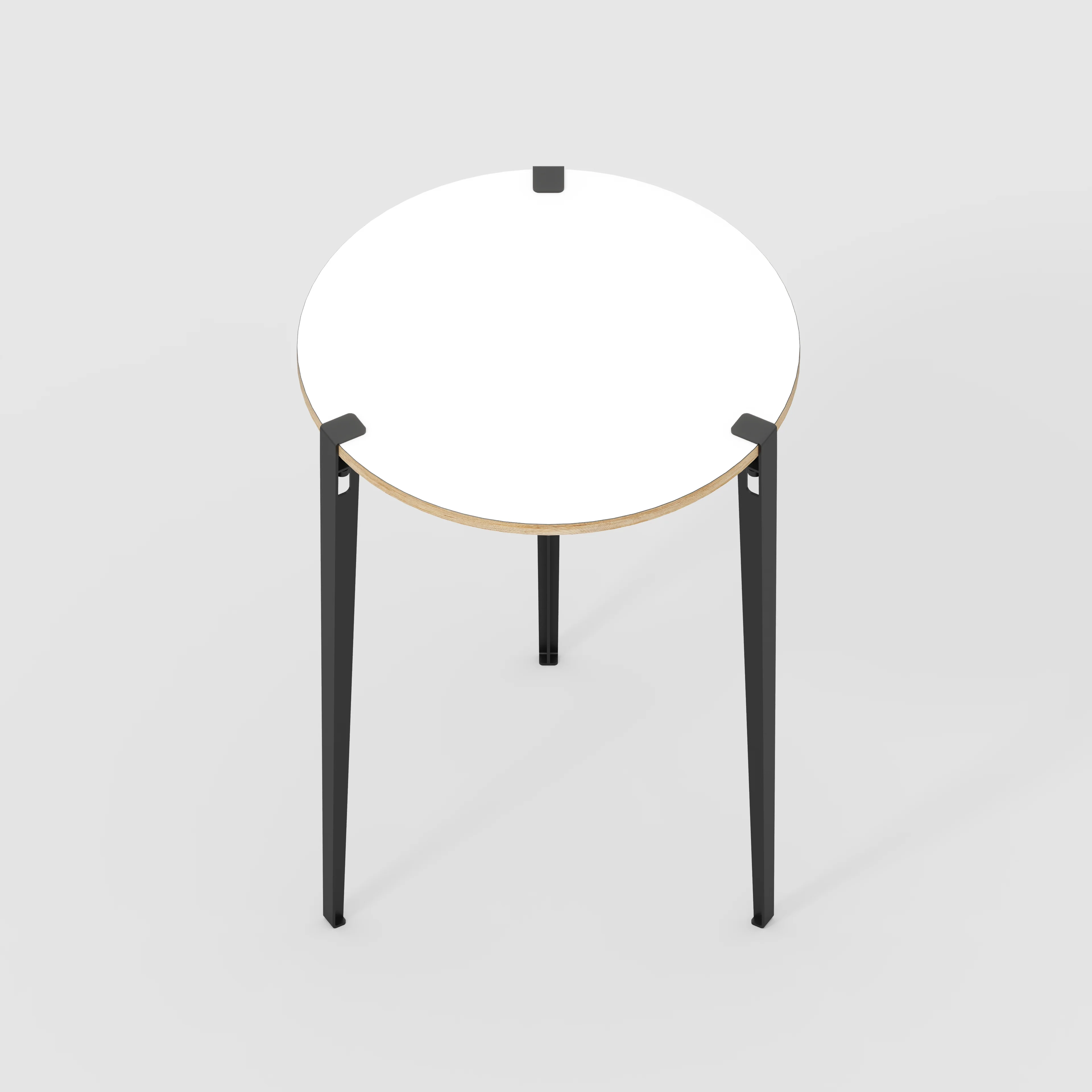Plywood Round Table with Black Tiptoe Legs - Formica White - 800(dia) x 1100(h) - Image 5