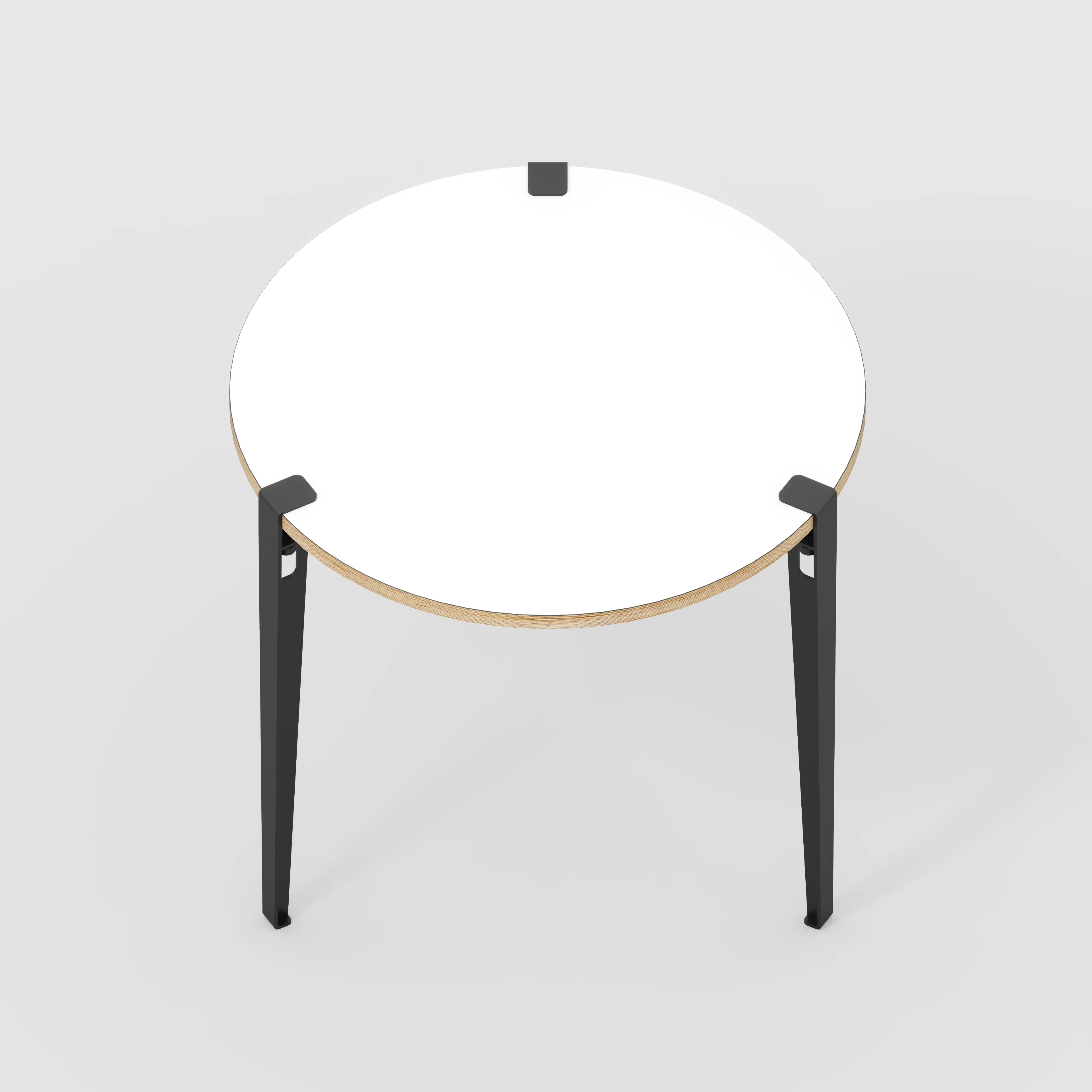 Plywood Round Table with Black Tiptoe Legs - Formica White - 800(dia) x 750(h) - Image 5