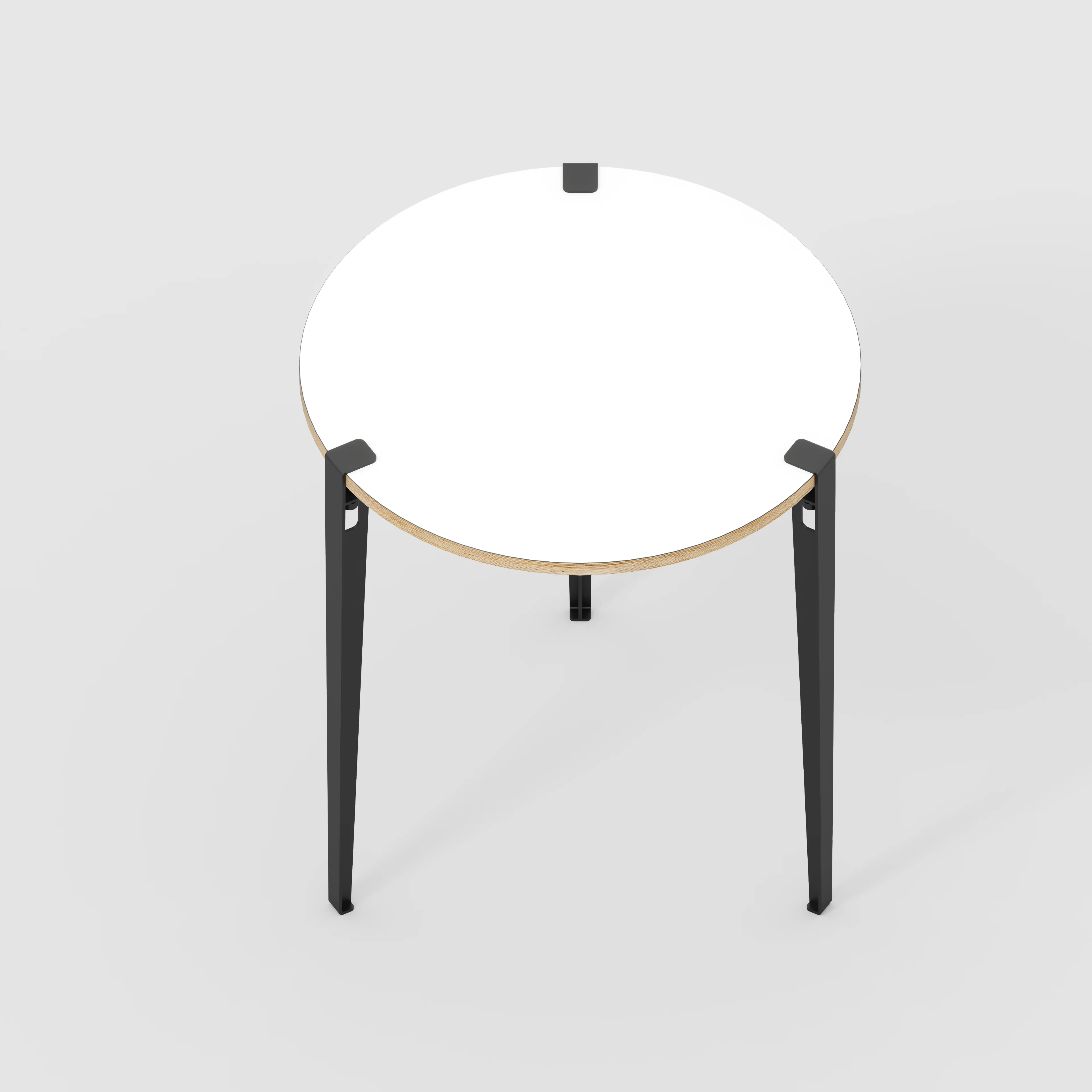 Plywood Round Table with Black Tiptoe Legs - Formica White - 800(dia) x 900(h) - Image 5
