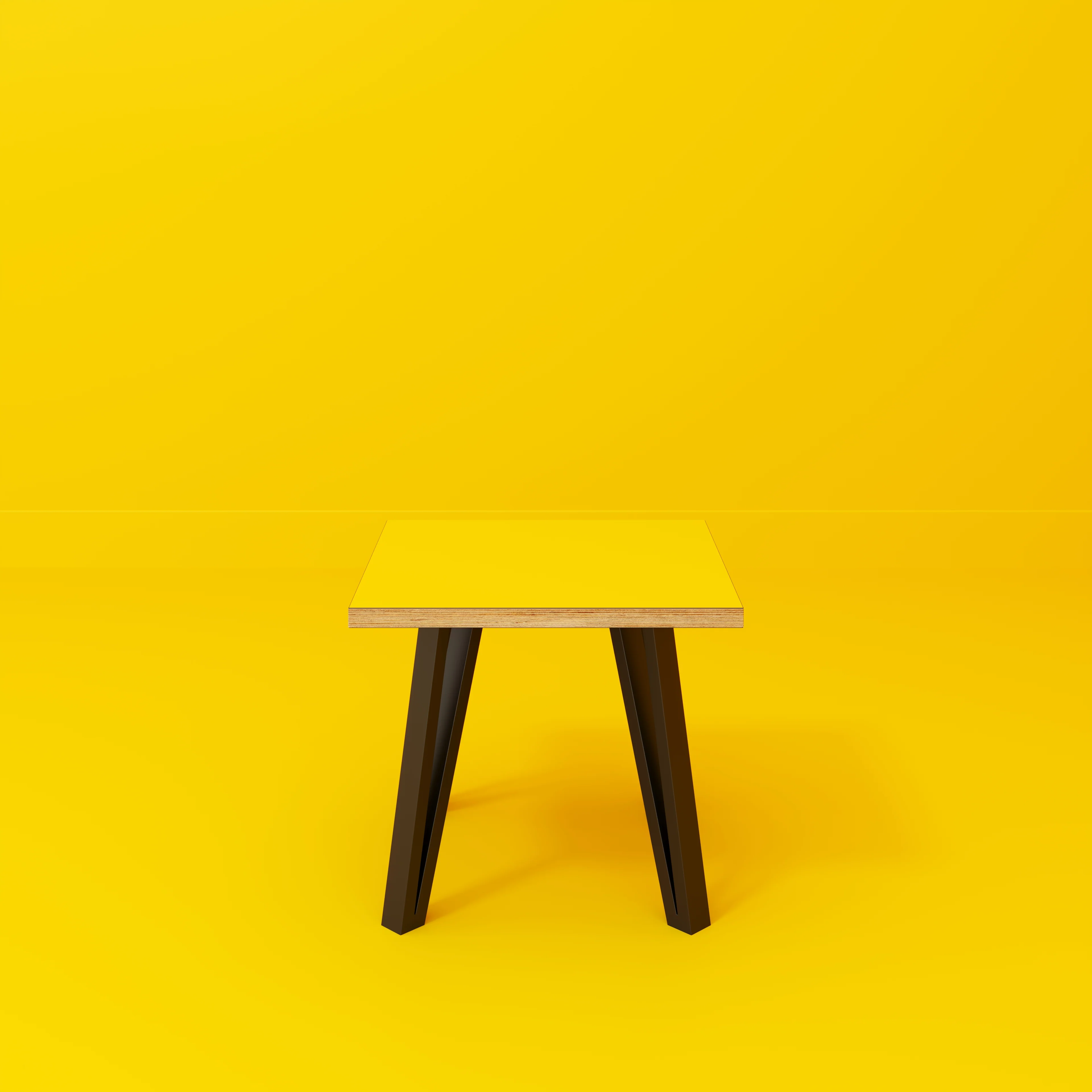 Plywood Side Table with Black Box Hairpin Legs - Formica Chrome Yellow - 500(w) x 500(d) x 425(h) - Image 2