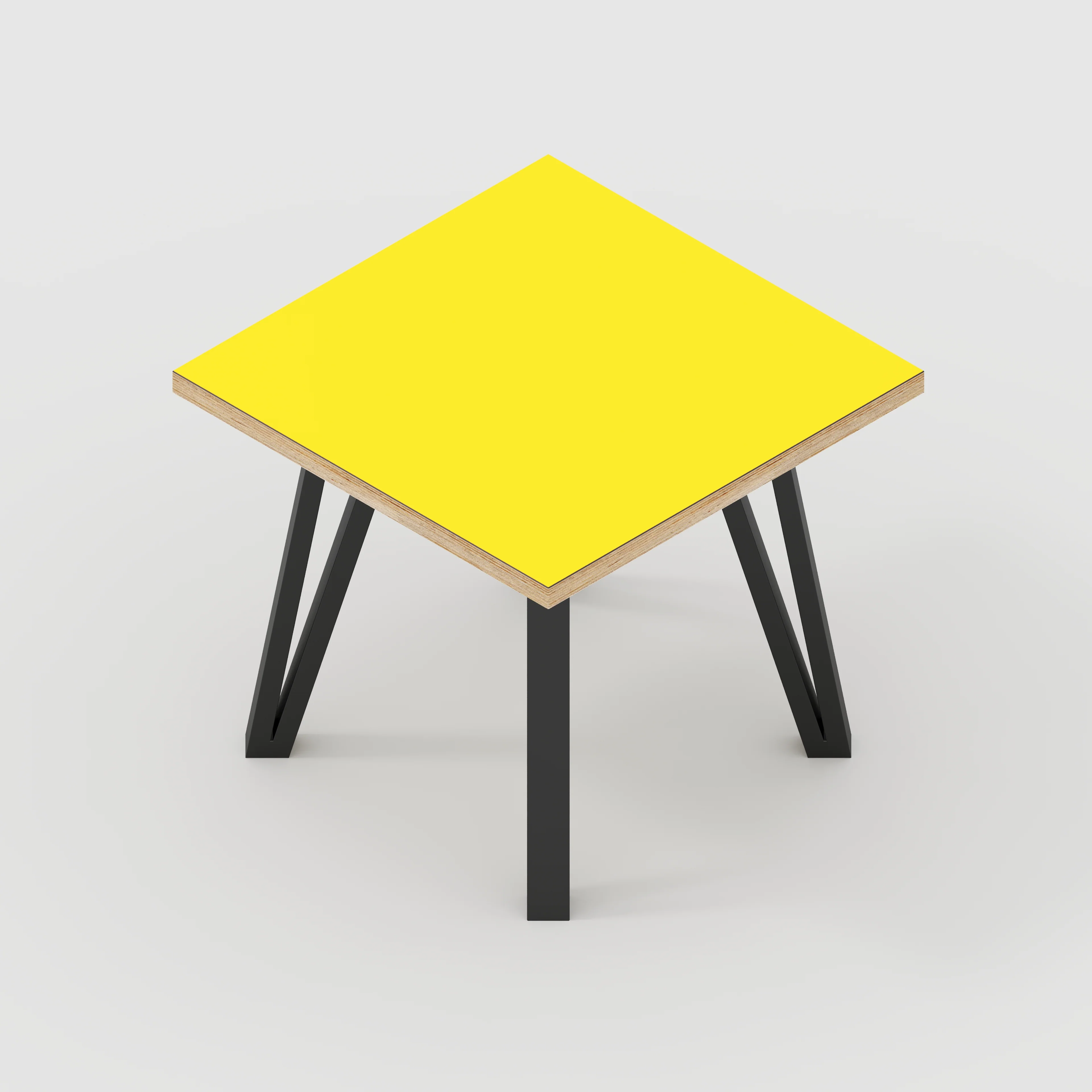 Plywood Side Table with Black Box Hairpin Legs - Formica Chrome Yellow - 500(w) x 500(d) x 425(h) - Image 5