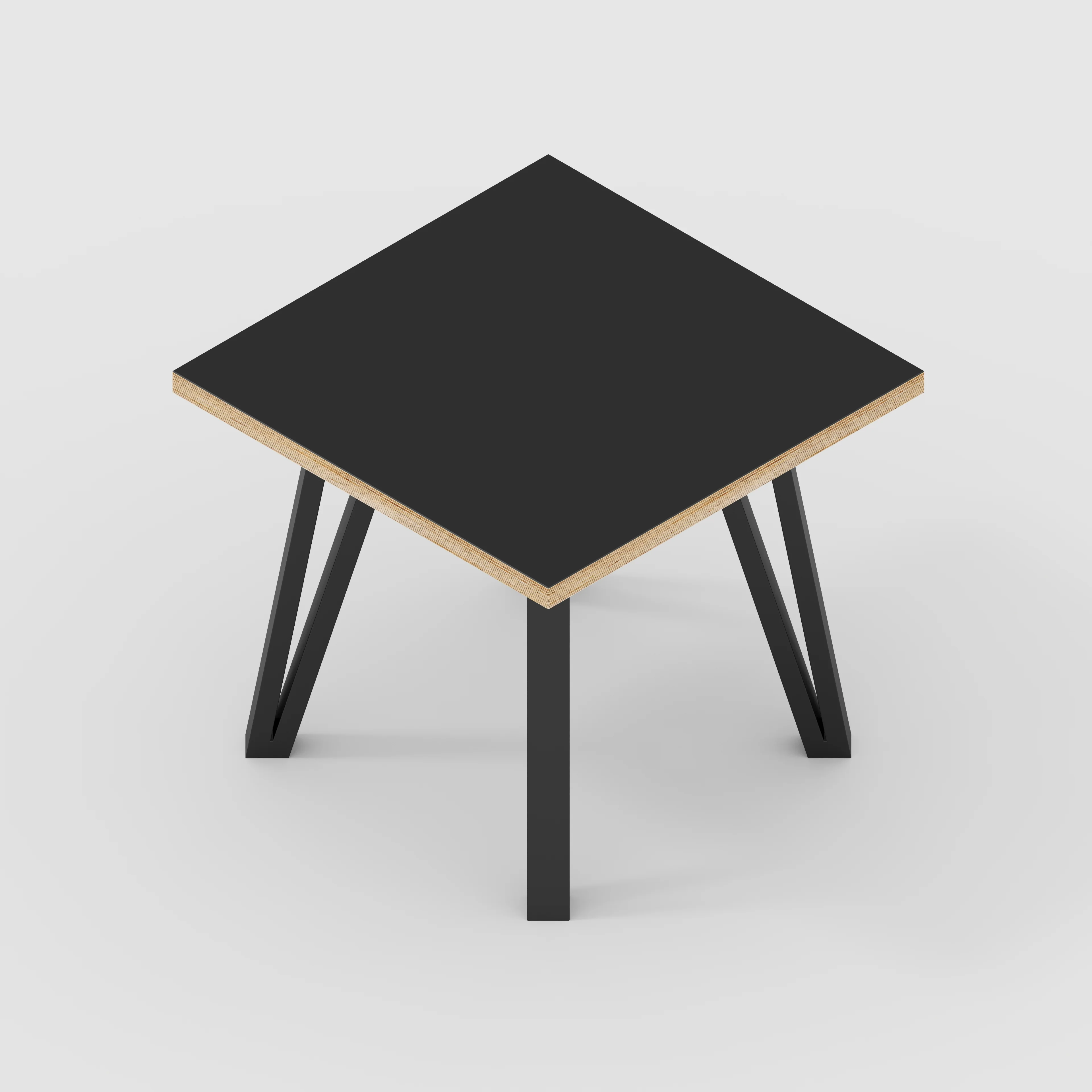 Plywood Side Table with Black Box Hairpin Legs - Formica Diamond Black - 500(w) x 500(d) x 425(h) - Image 5
