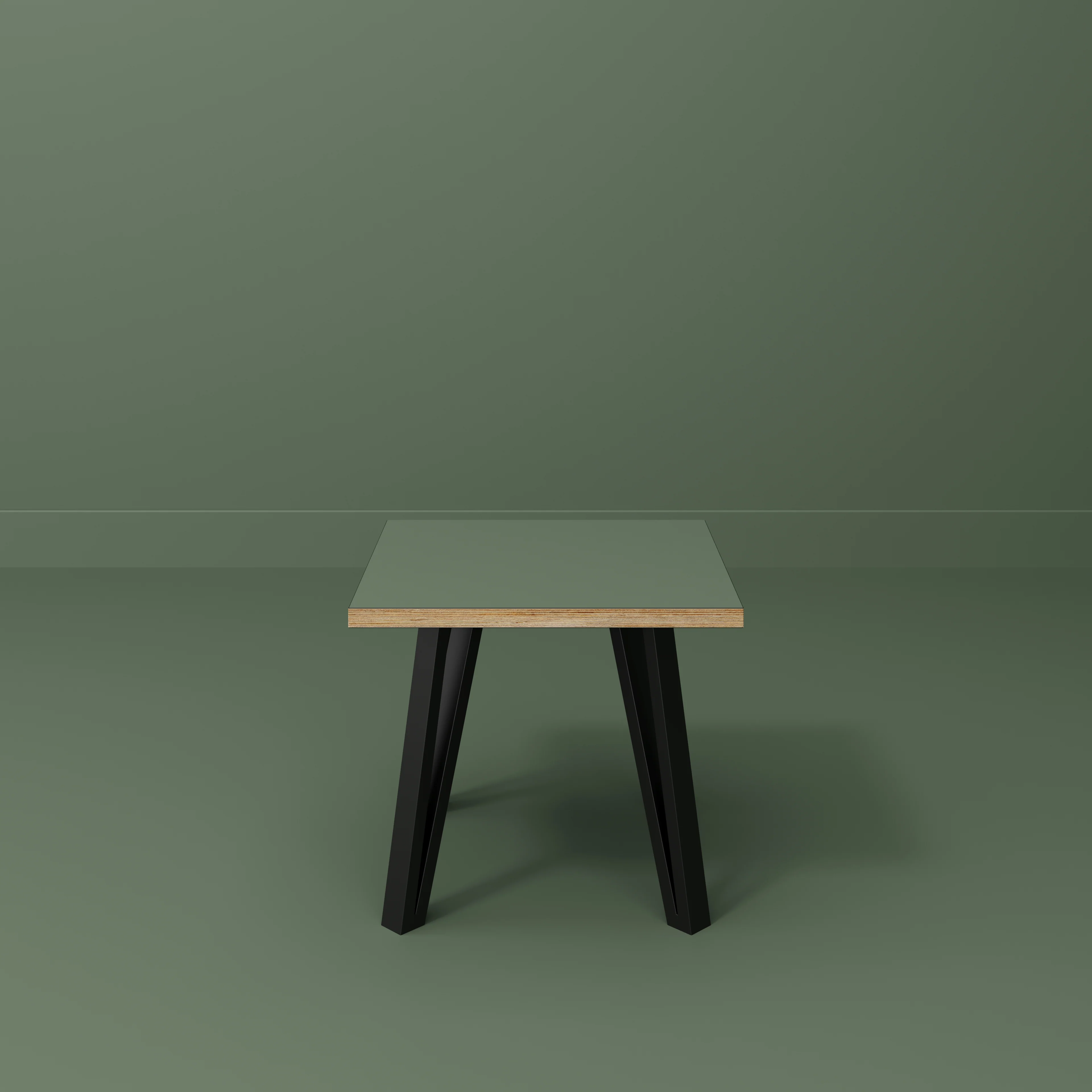 Plywood Side Table with Black Box Hairpin Legs - Formica Green Slate - 500(w) x 500(d) x 425(h) - Image 2