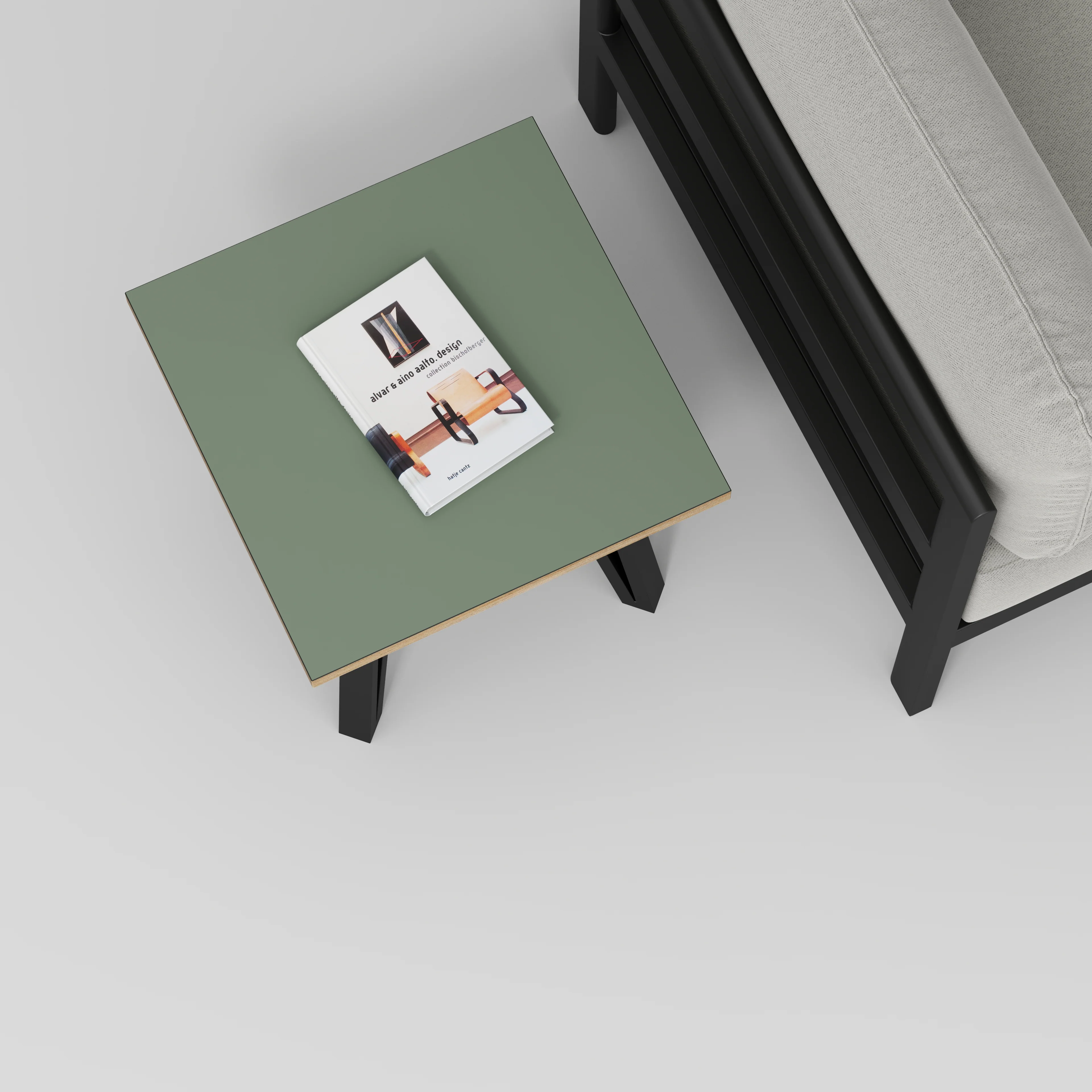 Plywood Side Table with Black Box Hairpin Legs - Formica Green Slate - 500(w) x 500(d) x 425(h) - Image 3