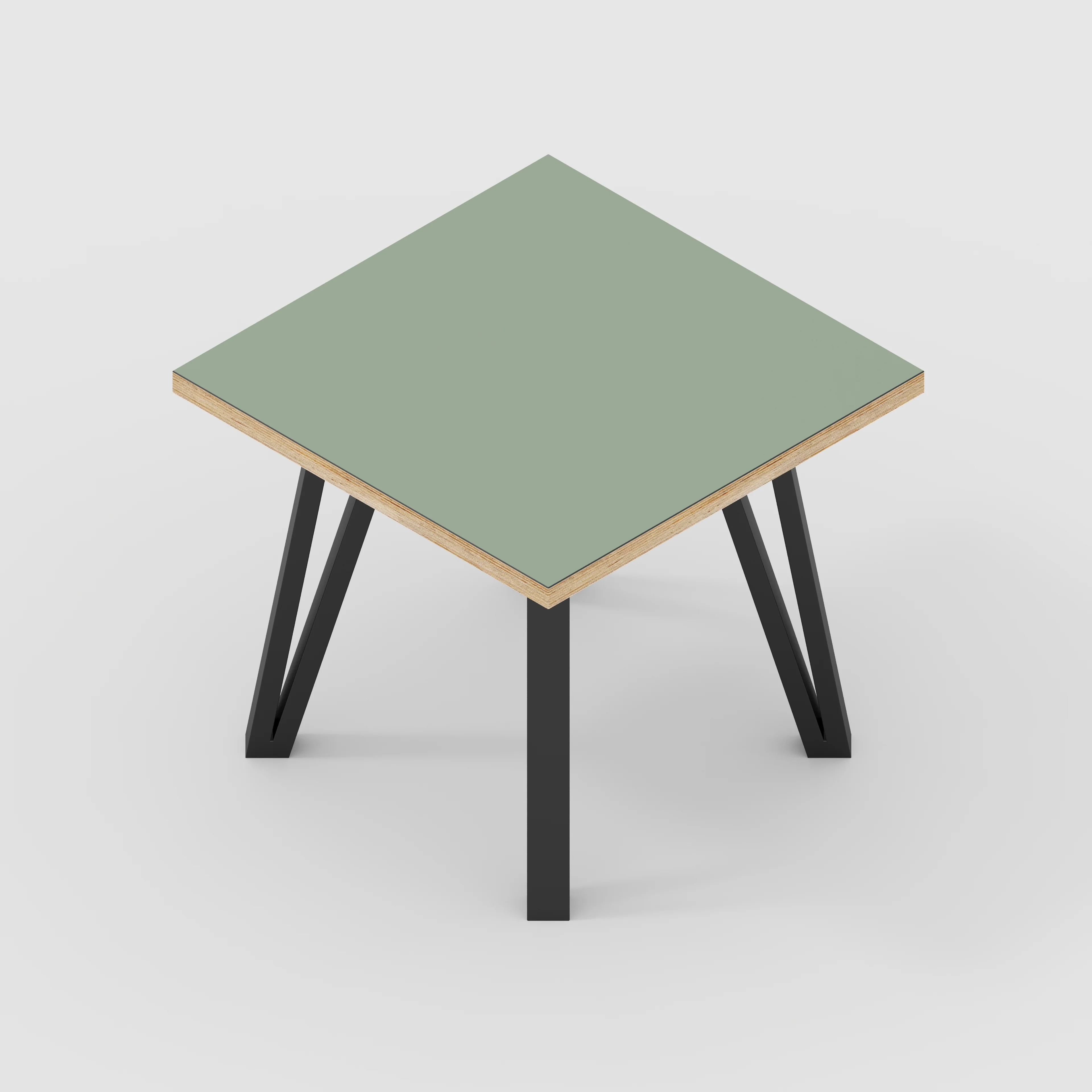 Plywood Side Table with Black Box Hairpin Legs - Formica Green Slate - 500(w) x 500(d) x 425(h) - Image 5