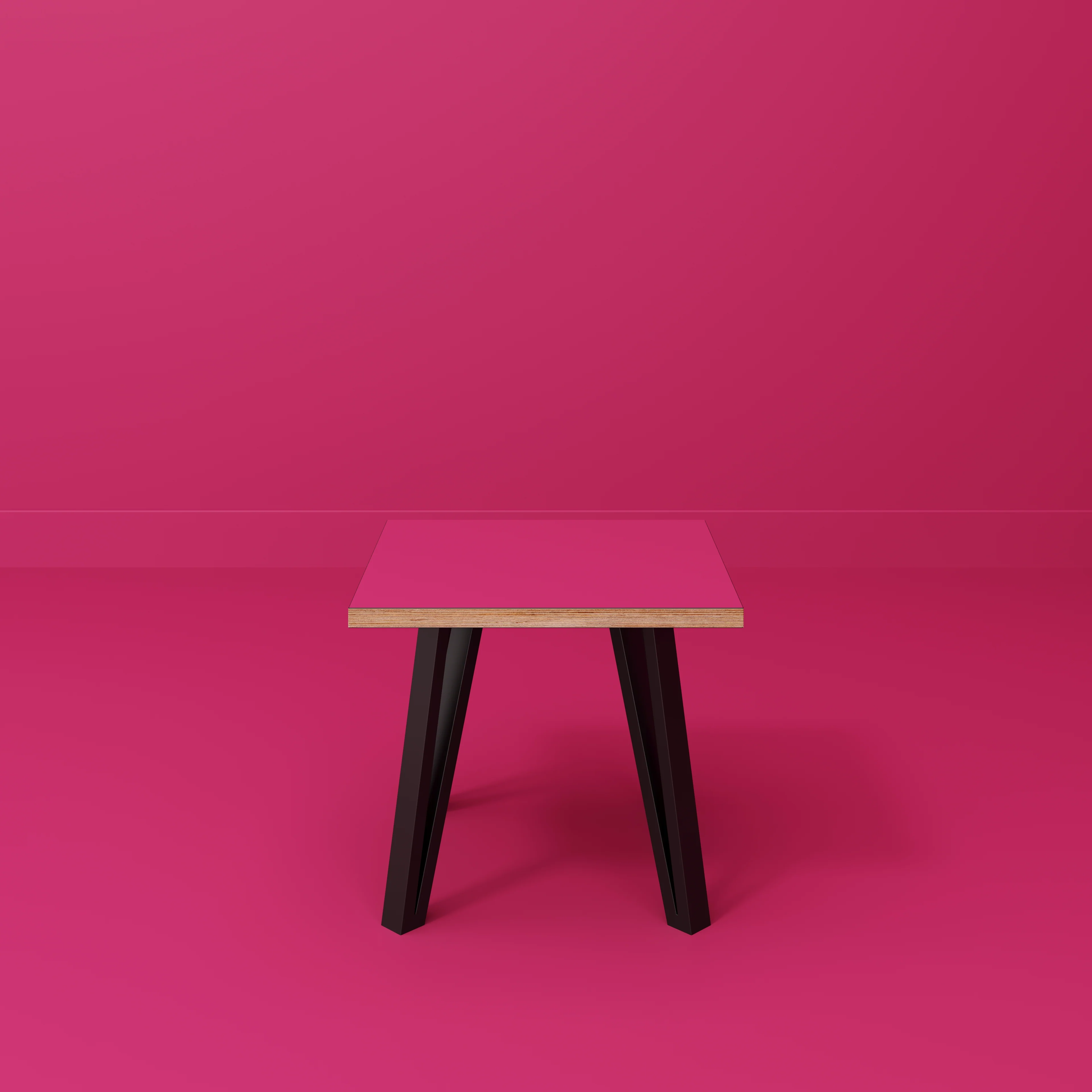 Plywood Side Table with Black Box Hairpin Legs - Formica Juicy Pink - 500(w) x 500(d) x 425(h) - Image 2