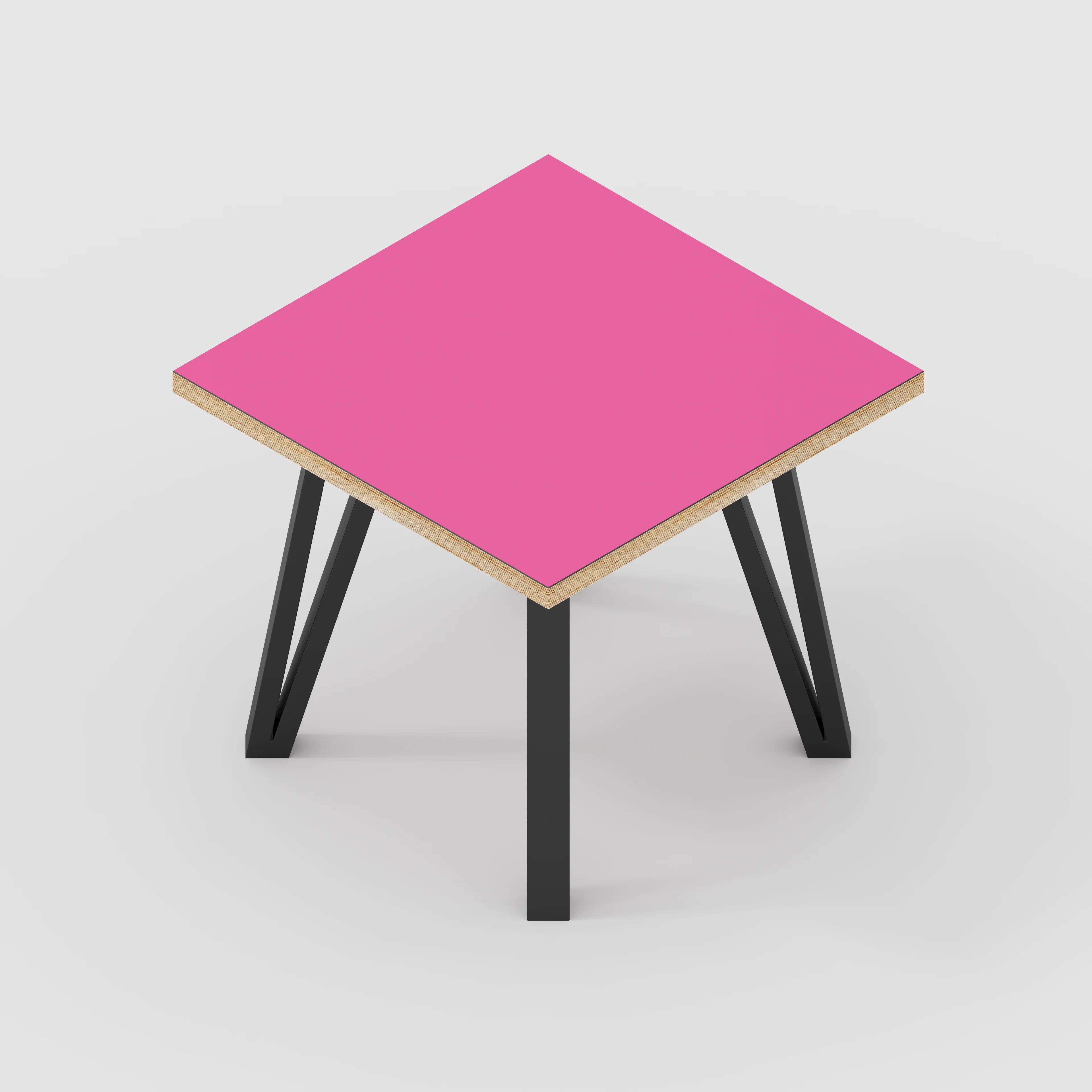 Plywood Side Table with Black Box Hairpin Legs - Formica Juicy Pink - 500(w) x 500(d) x 425(h) - Image 5