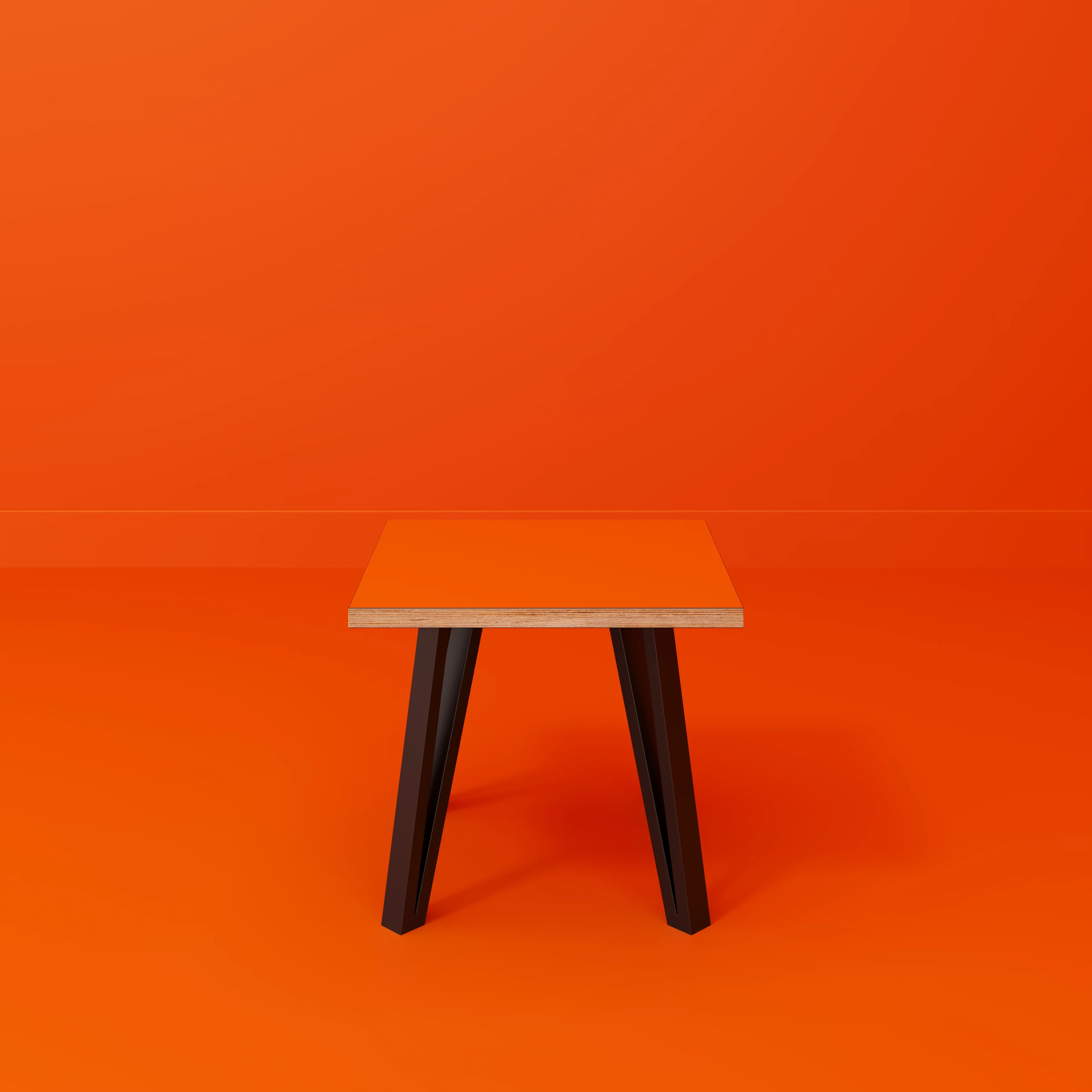 Plywood Side Table with Black Box Hairpin Legs - Formica Levante Orange - 500(w) x 500(d) x 425(h) - Image 2
