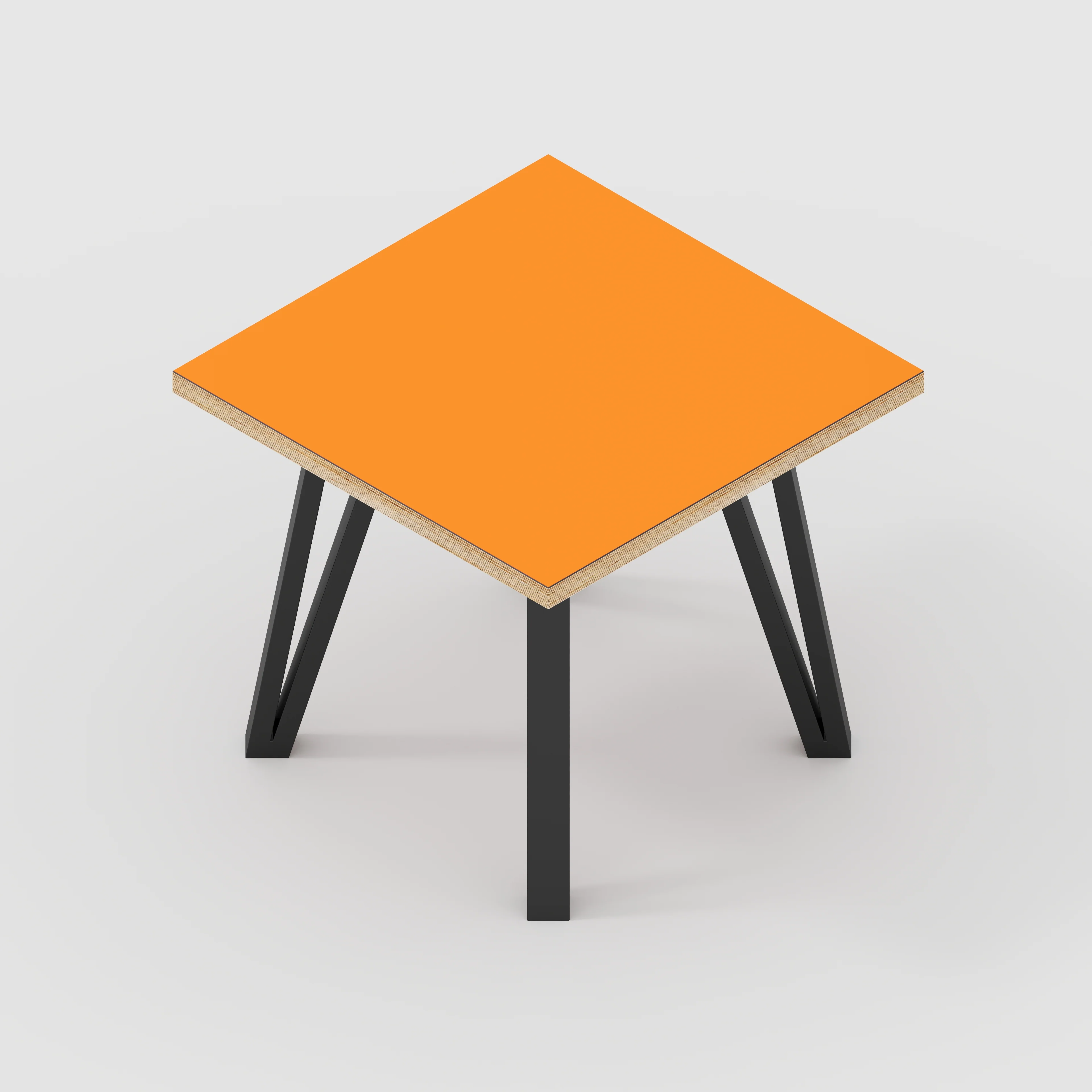 Plywood Side Table with Black Box Hairpin Legs - Formica Levante Orange - 500(w) x 500(d) x 425(h) - Image 5