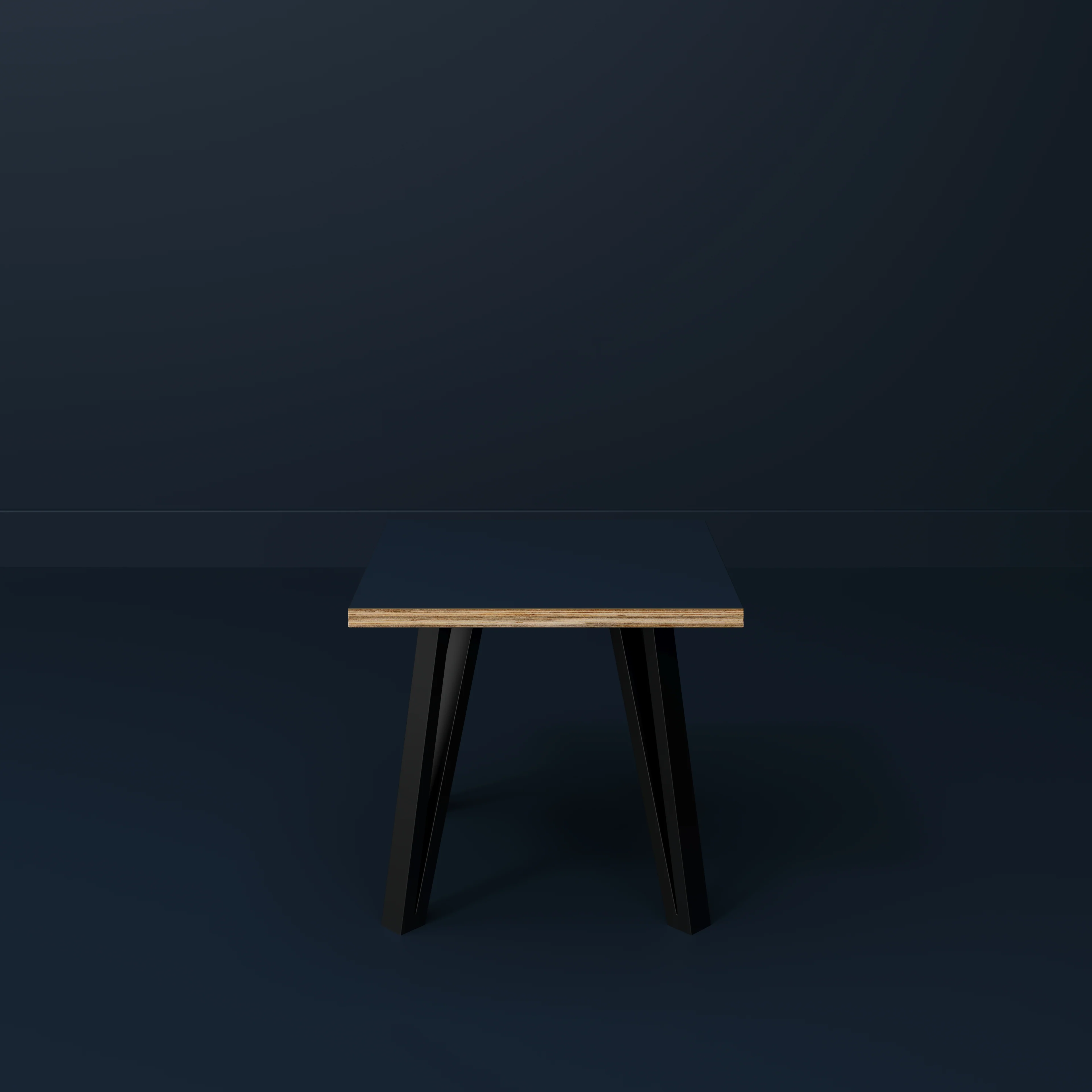 Plywood Side Table with Black Box Hairpin Legs - Formica Night Sea Blue - 500(w) x 500(d) x 425(h) - Image 2