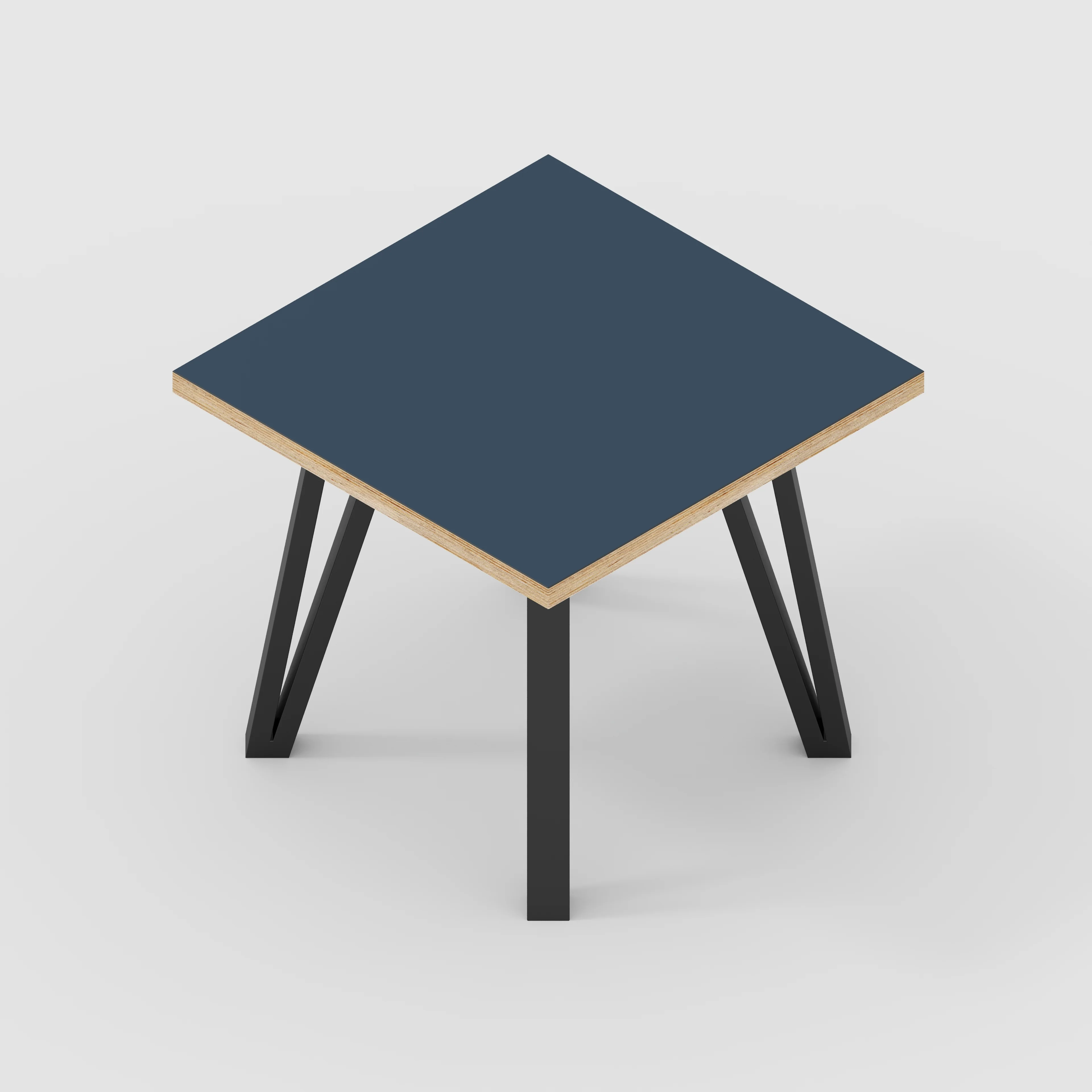 Plywood Side Table with Black Box Hairpin Legs - Formica Night Sea Blue - 500(w) x 500(d) x 425(h) - Image 5
