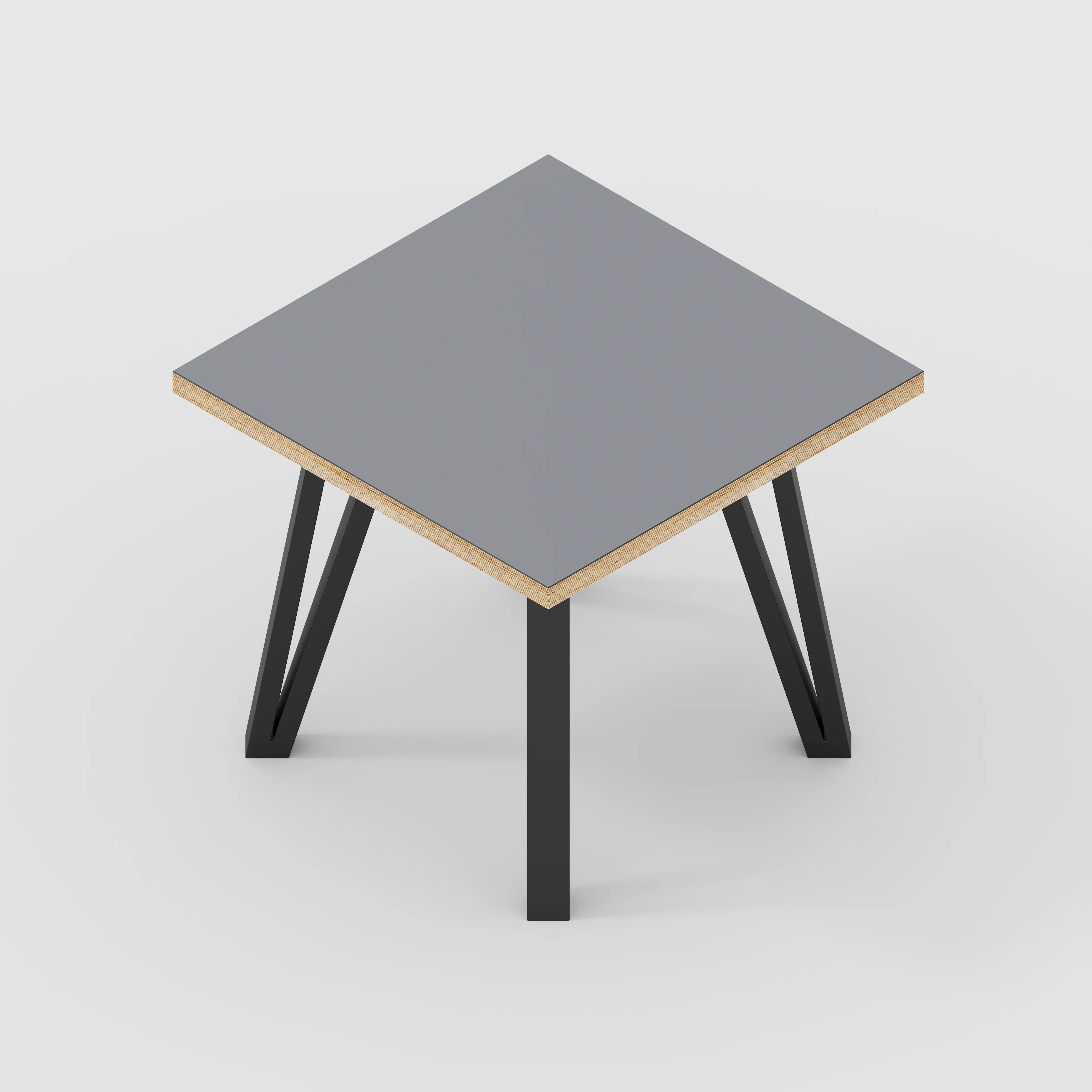 Plywood Side Table with Black Box Hairpin Legs - Formica Tornado Grey - 500(w) x 500(d) x 425(h) - Image 5