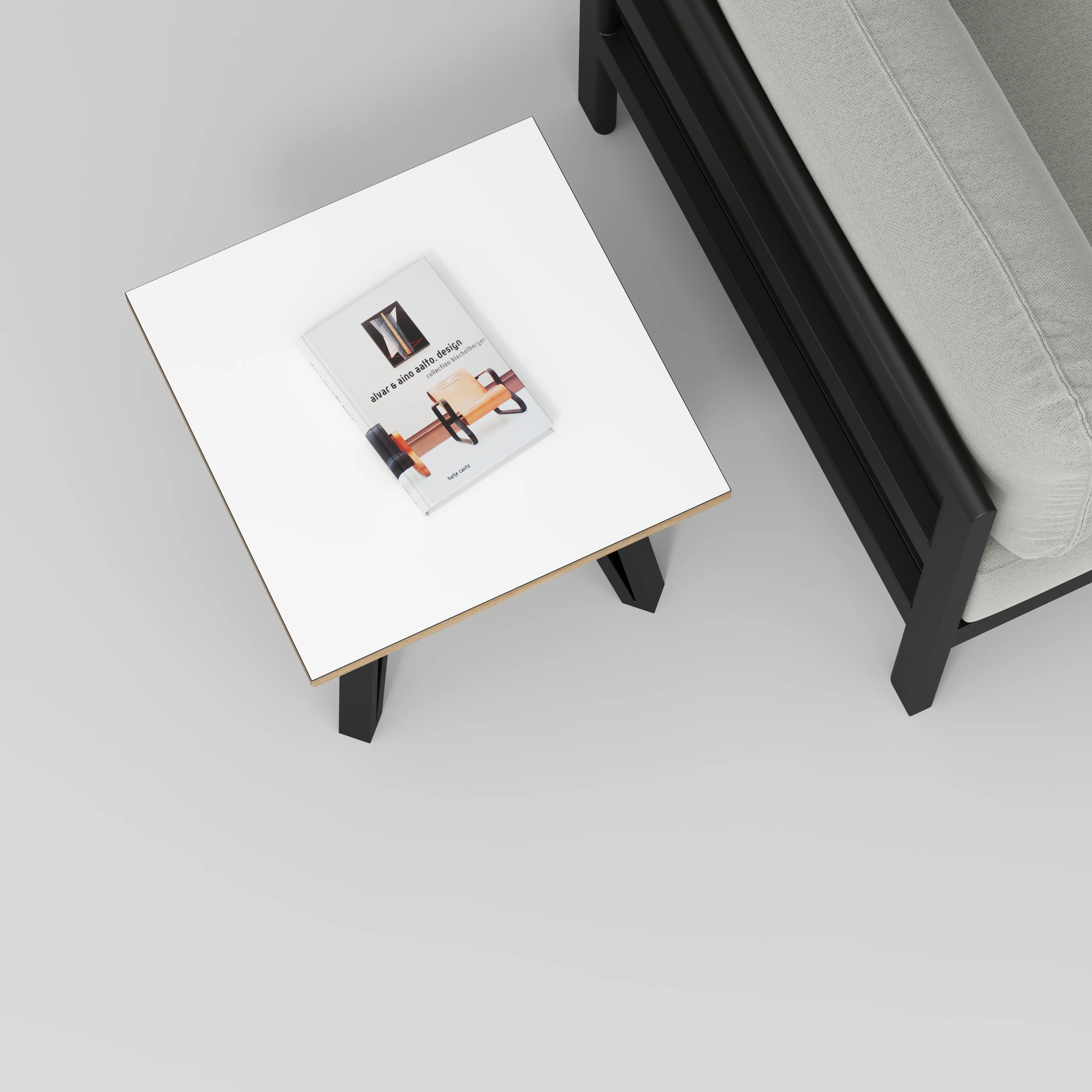 Plywood Side Table with Black Box Hairpin Legs - Formica White - 500(w) x 500(d) x 425(h) - Image 3