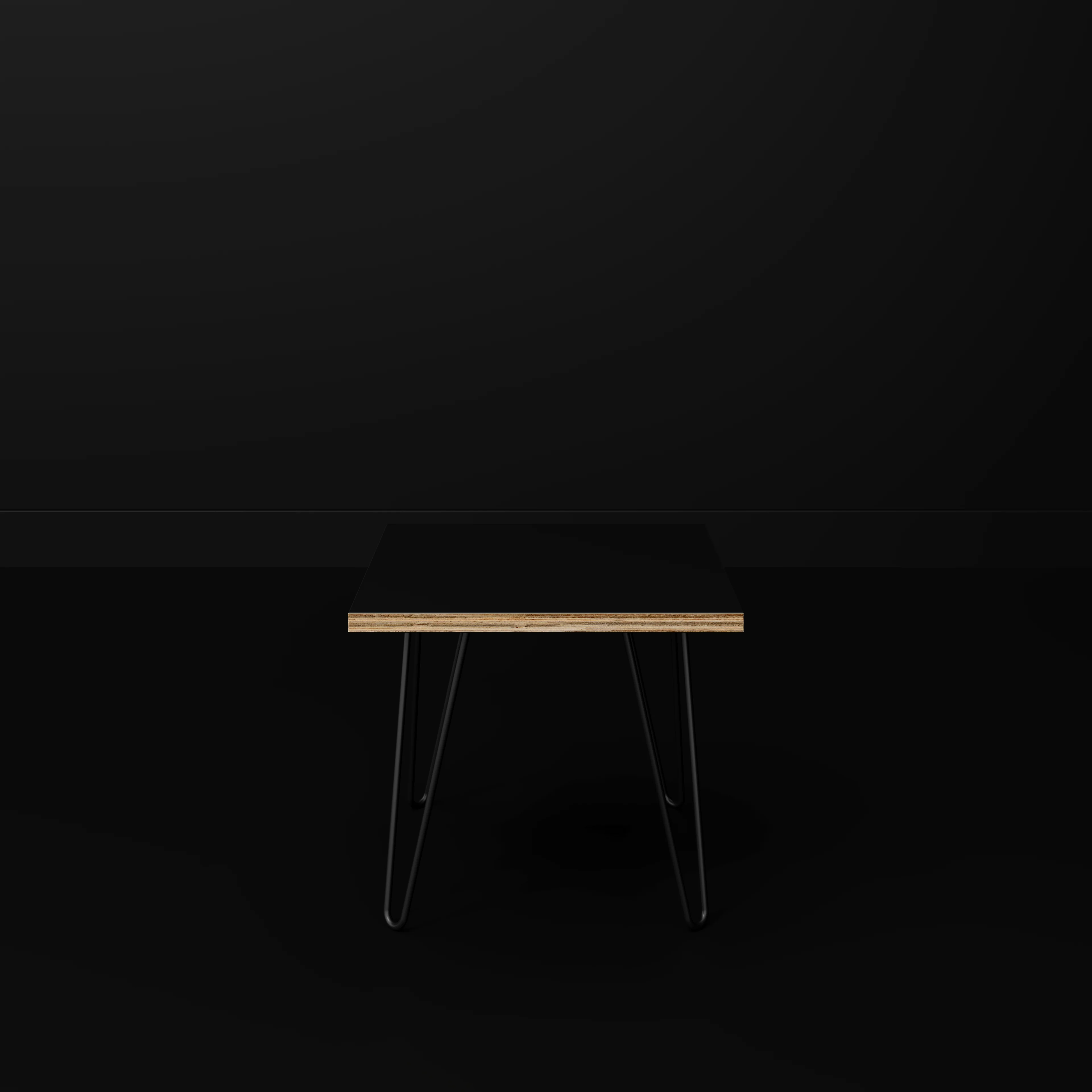 Plywood Side Table with Black Hairpin Legs - Formica Diamond Black - 500(w) x 500(d) x 425(h) - Image 2