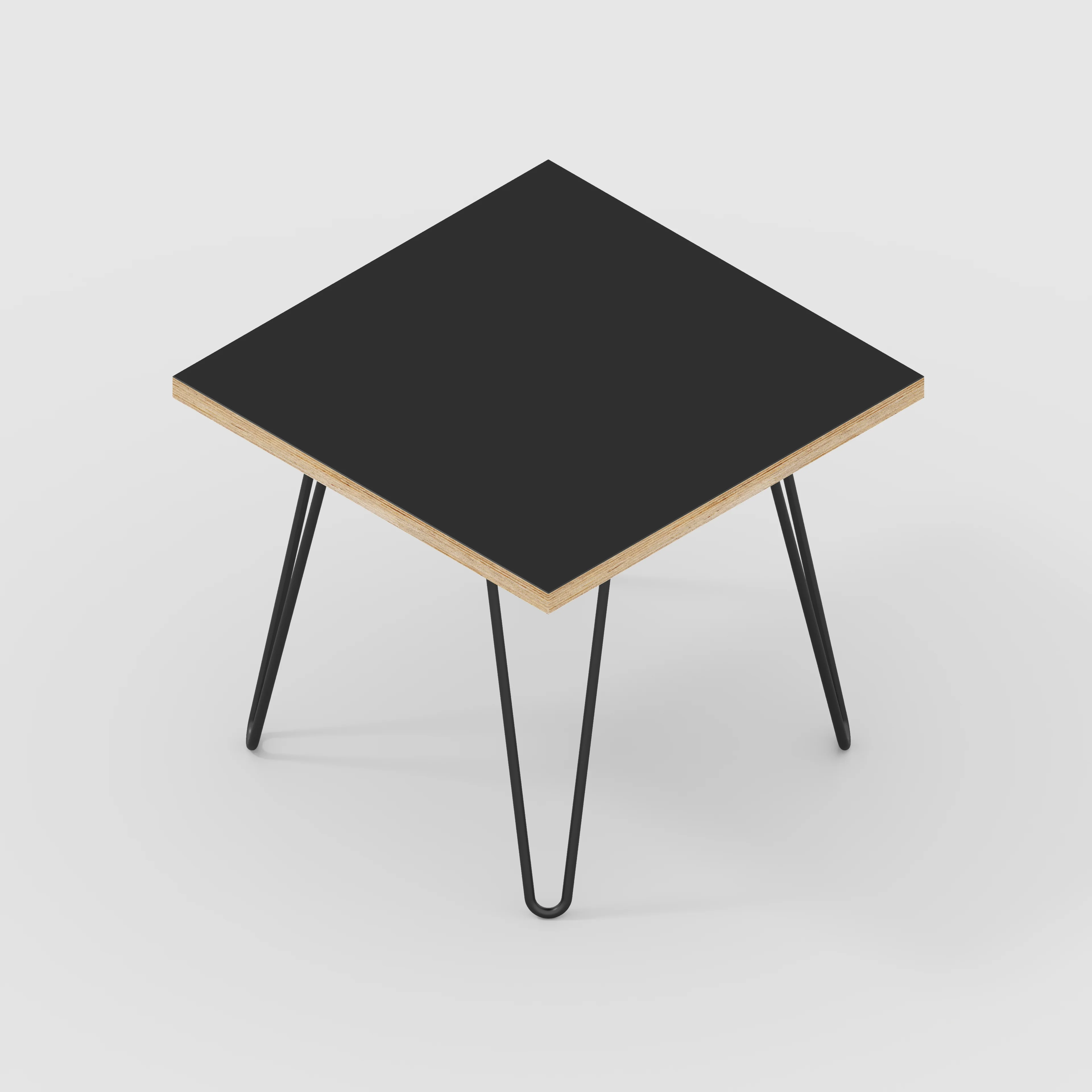 Plywood Side Table with Black Hairpin Legs - Formica Diamond Black - 500(w) x 500(d) x 425(h) - Image 5