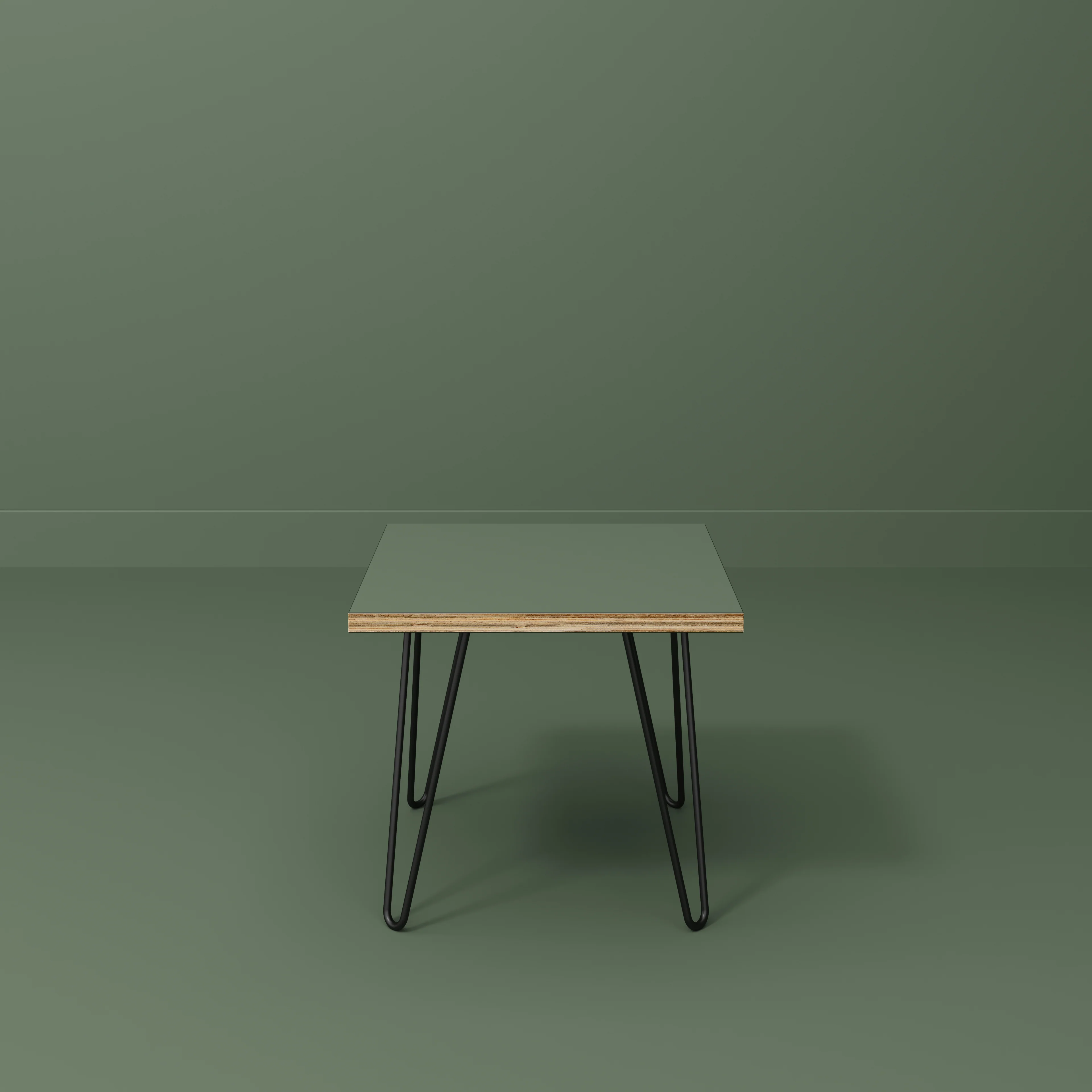 Plywood Side Table with Black Hairpin Legs - Formica Green Slate - 500(w) x 500(d) x 425(h) - Image 2