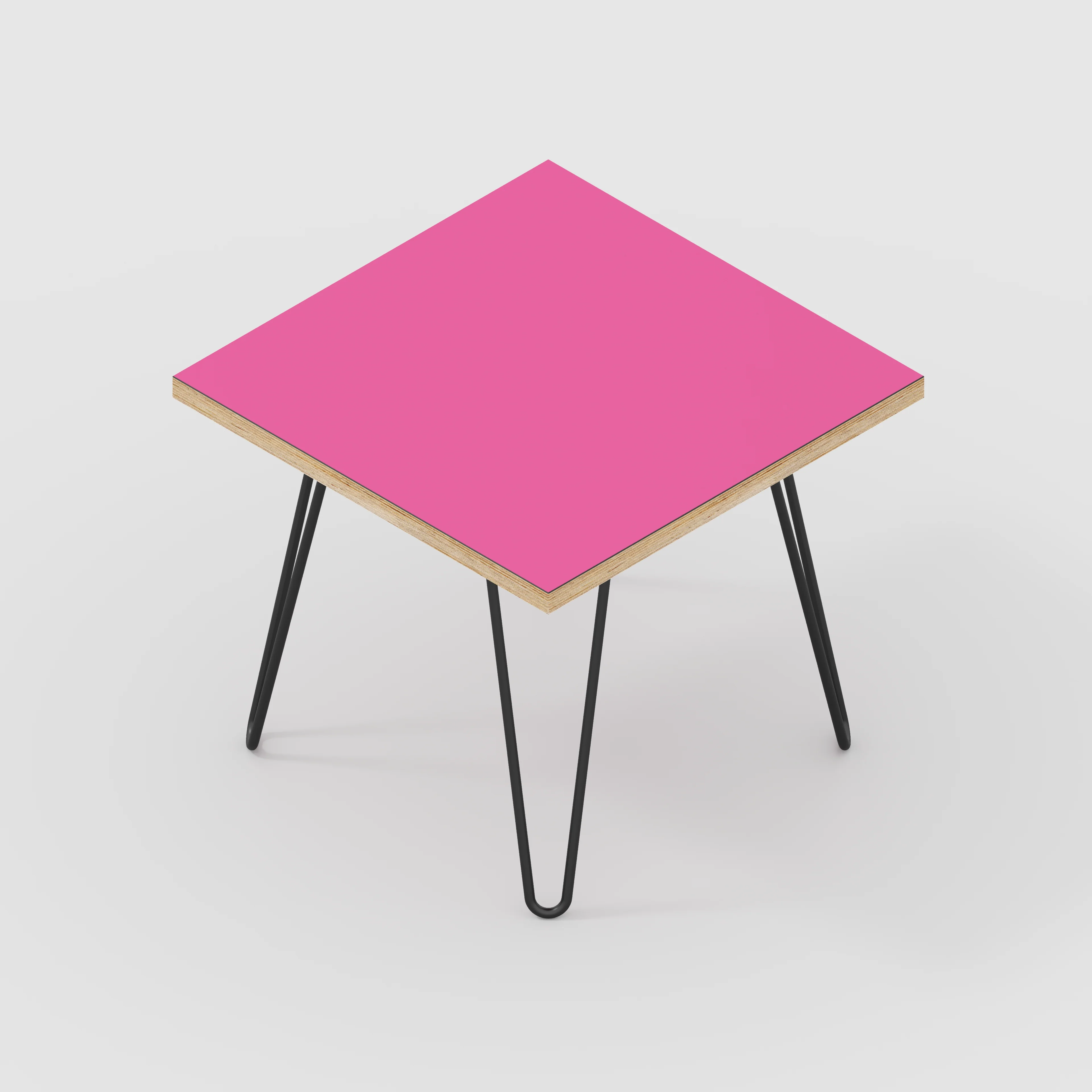 Plywood Side Table with Black Hairpin Legs - Formica Juicy Pink - 500(w) x 500(d) x 425(h) - Image 5