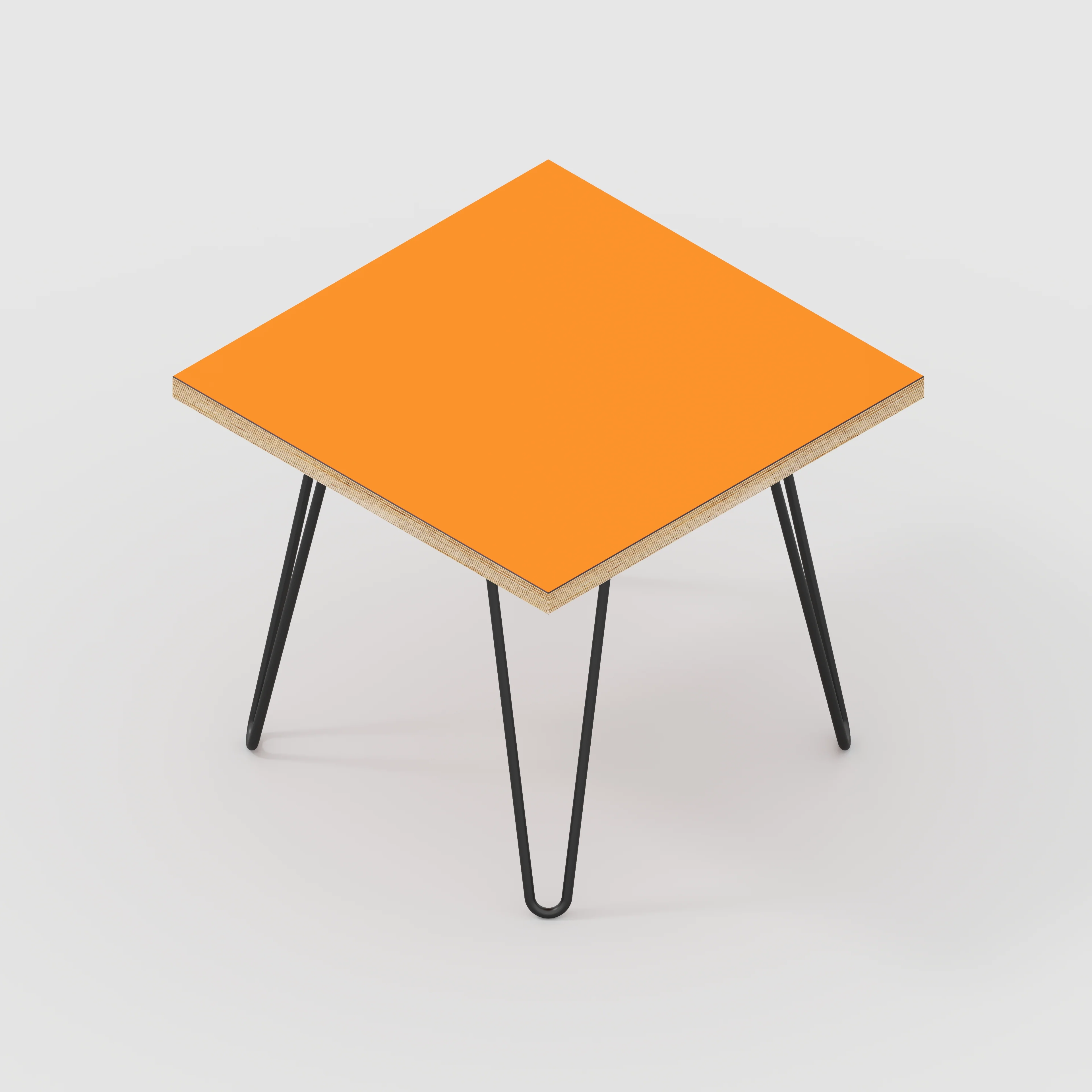 Plywood Side Table with Black Hairpin Legs - Formica Levante Orange - 500(w) x 500(d) x 425(h) - Image 5