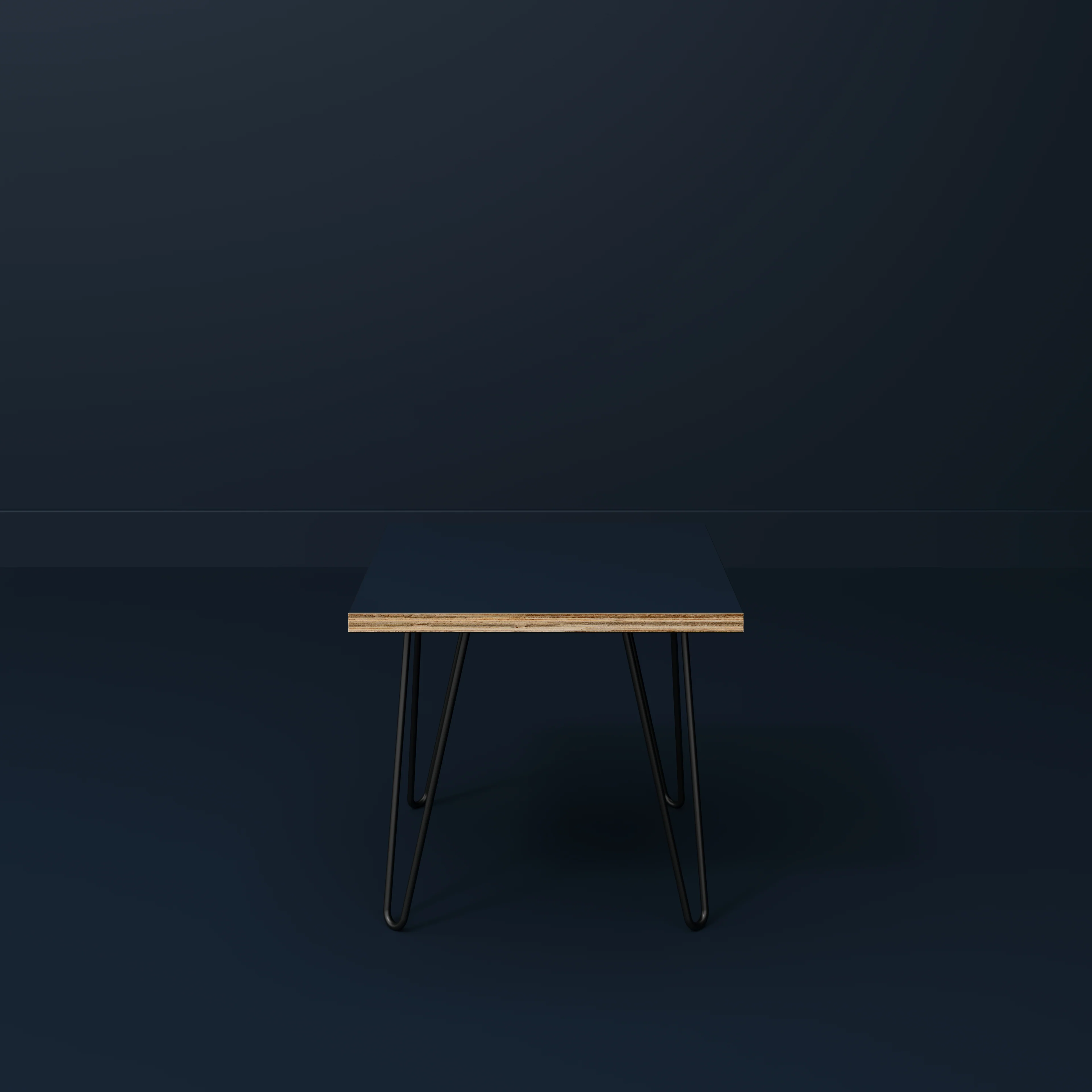 Plywood Side Table with Black Hairpin Legs - Formica Night Sea Blue - 500(w) x 500(d) x 425(h) - Image 2