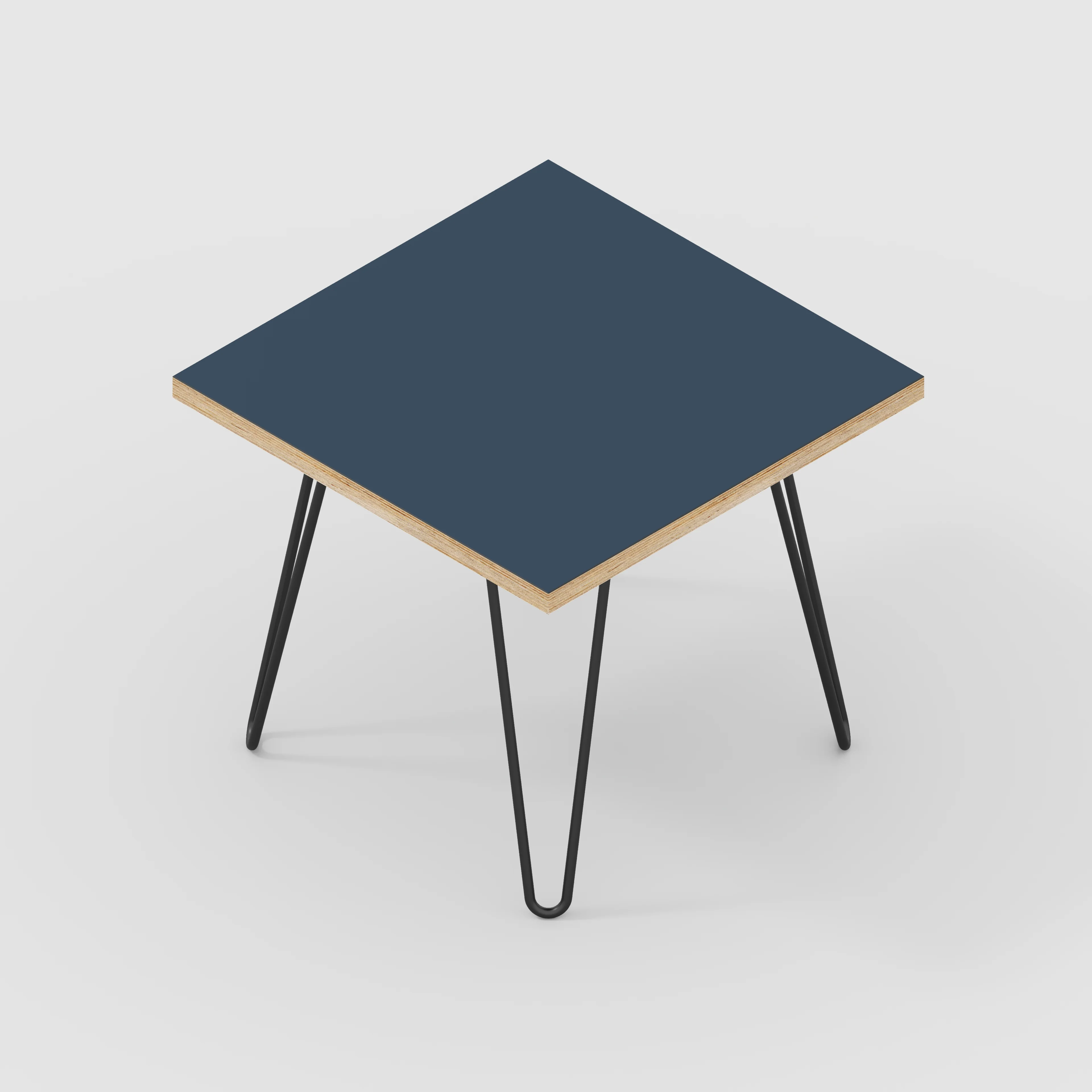Plywood Side Table with Black Hairpin Legs - Formica Night Sea Blue - 500(w) x 500(d) x 425(h) - Image 5