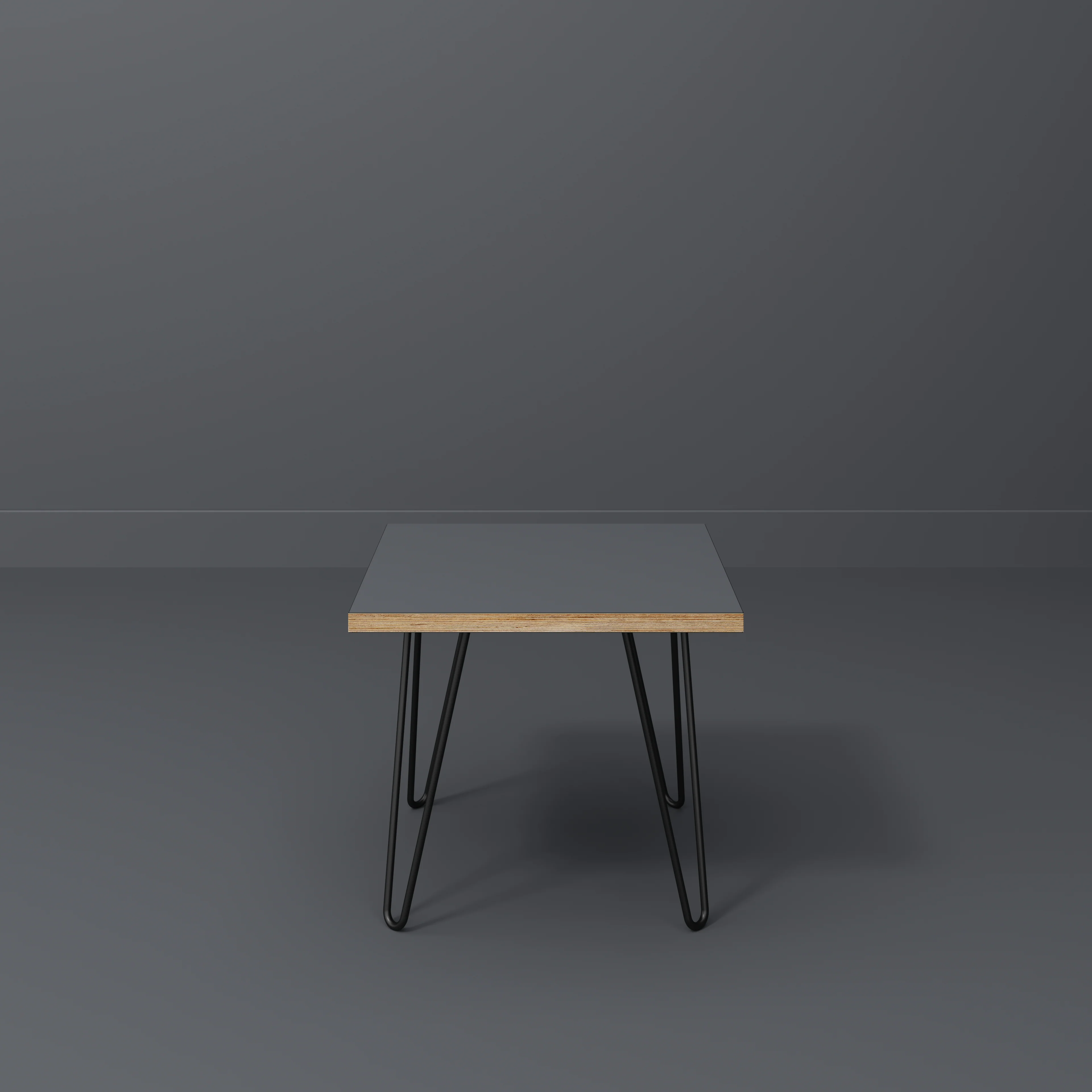 Plywood Side Table with Black Hairpin Legs - Formica Tornado Grey - 500(w) x 500(d) x 425(h) - Image 2