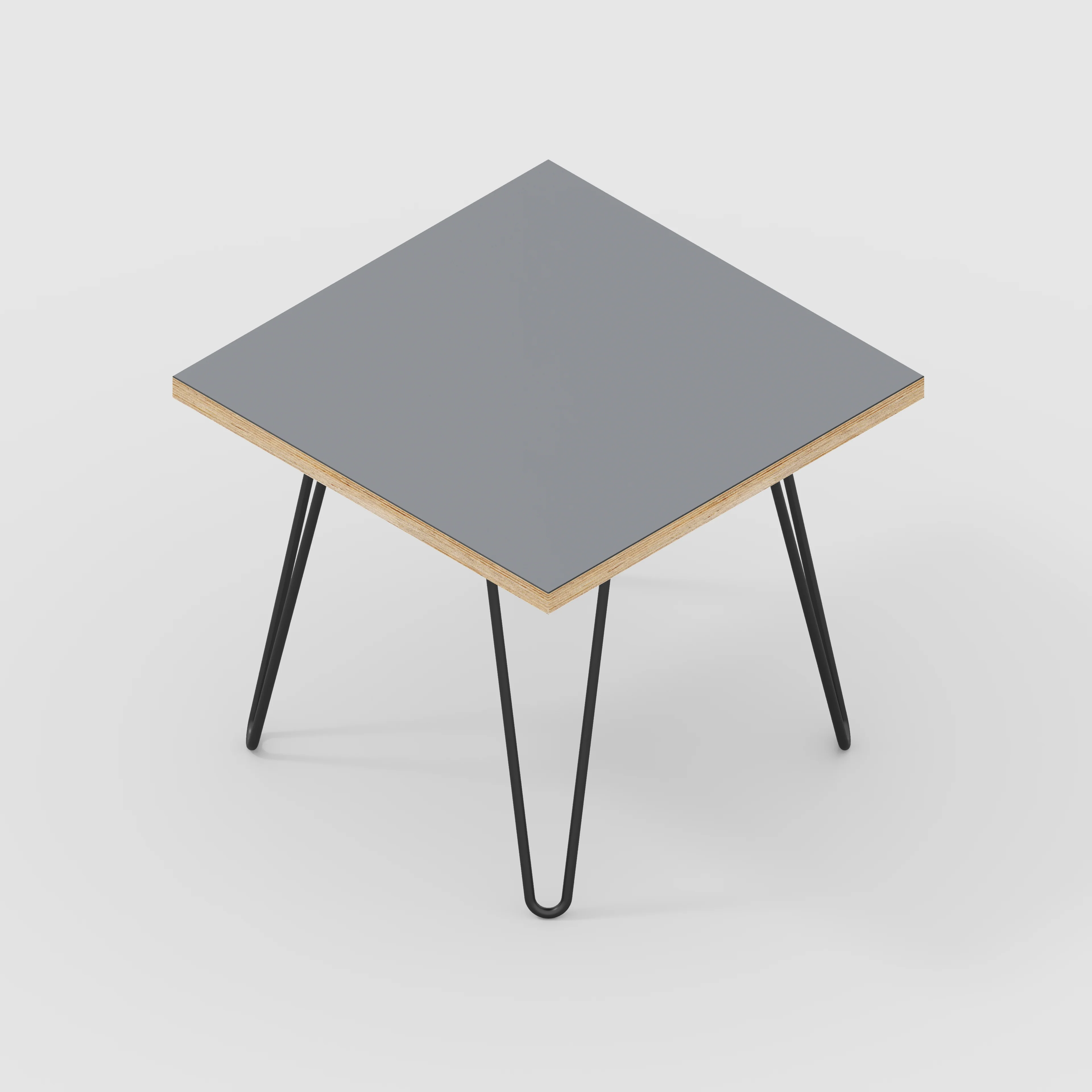 Plywood Side Table with Black Hairpin Legs - Formica Tornado Grey - 500(w) x 500(d) x 425(h) - Image 5